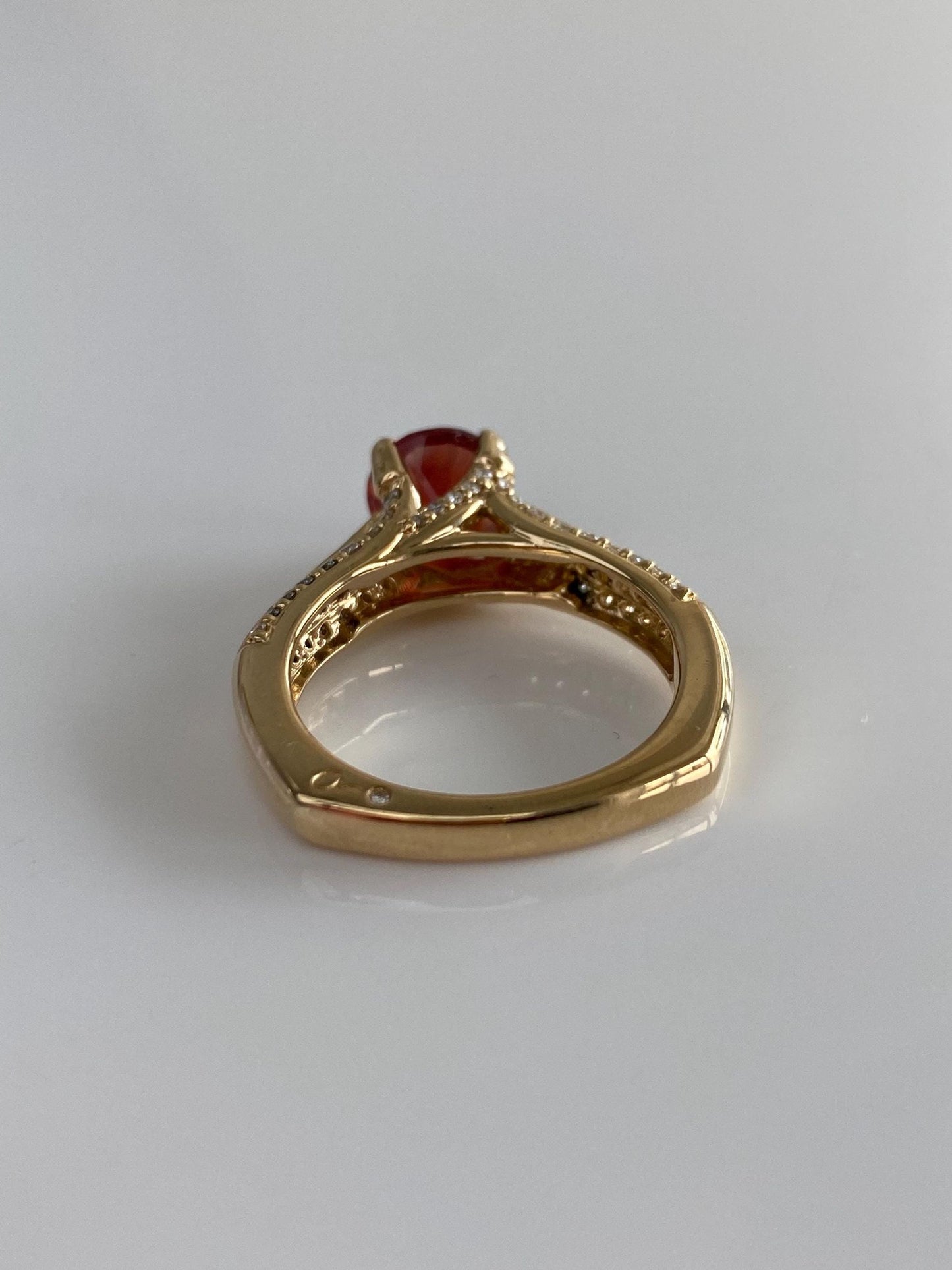 Solid 14k Yellow Gold Oregon Sunstone Diamond Pave Ring Band - Size 7.5