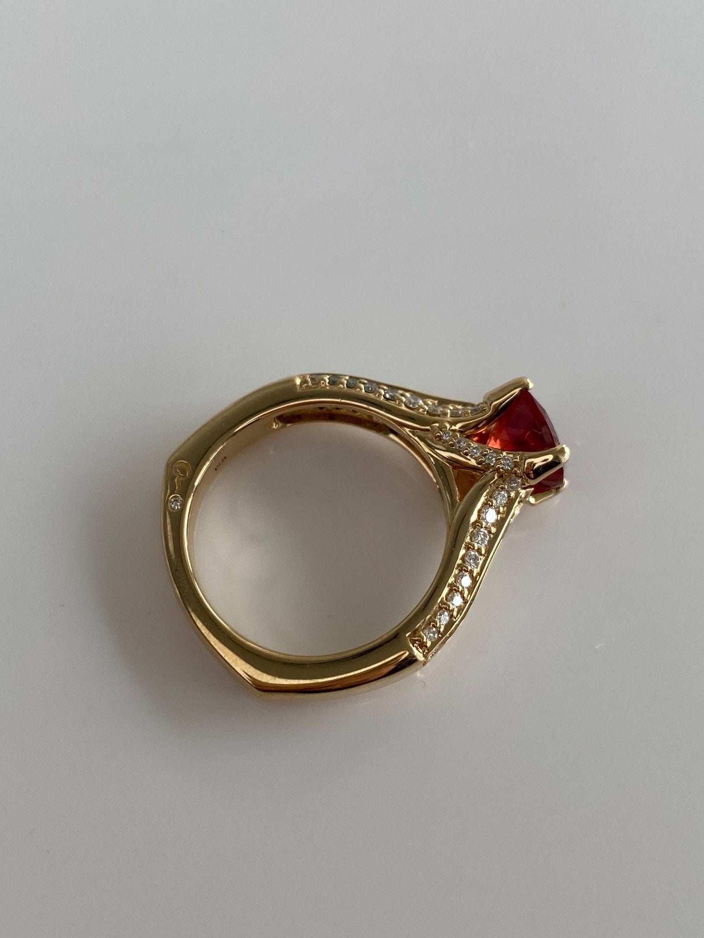 Solid 14k Yellow Gold Oregon Sunstone Diamond Pave Ring Band - Size 7.5