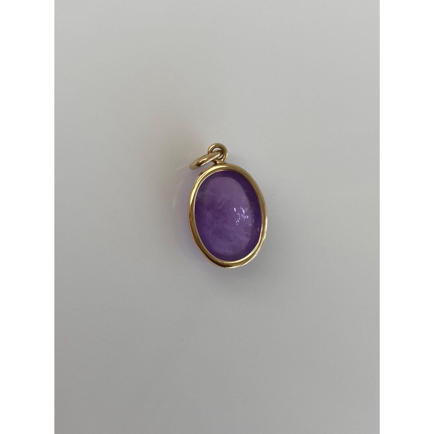 Vintage Solid 14k Yellow Gold Amethyst Cabochon Charm
