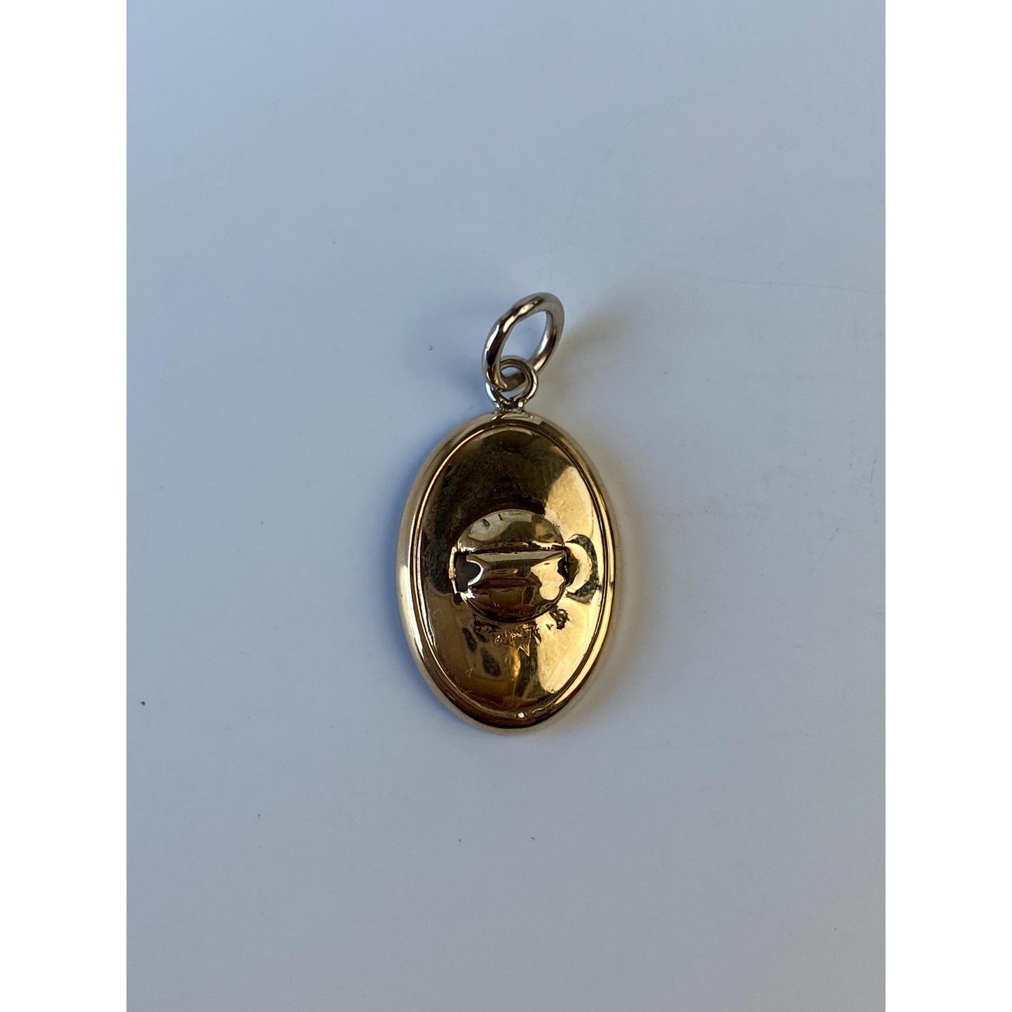 Vintage Solid 14k Yellow & White Gold Diamond MOP Oval Cufflink Conversion Charm