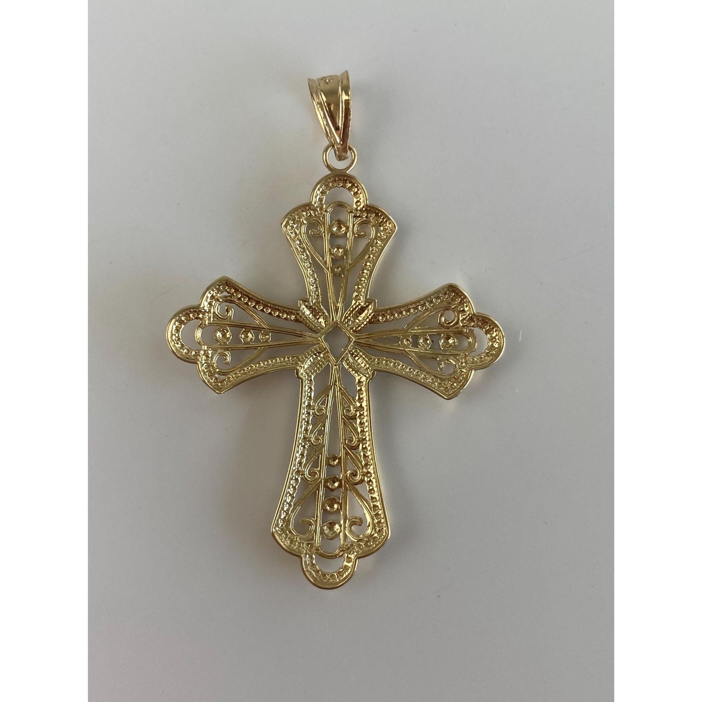 Vintage Solid 14k White & Yellow Gold Diamond Cut Cross Charm