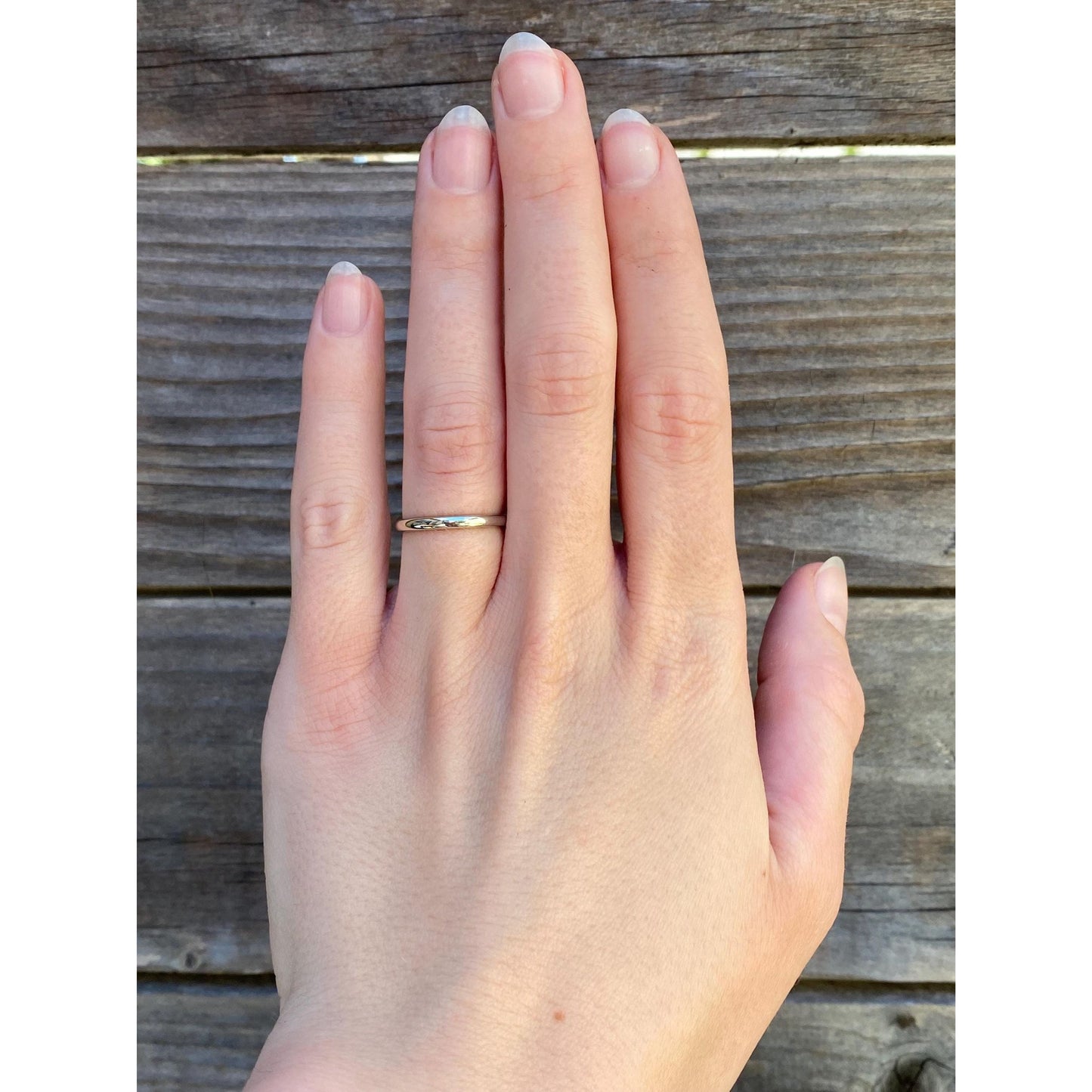 Vintage Solid 14k White Gold Slim Ring Band - Size 5.25