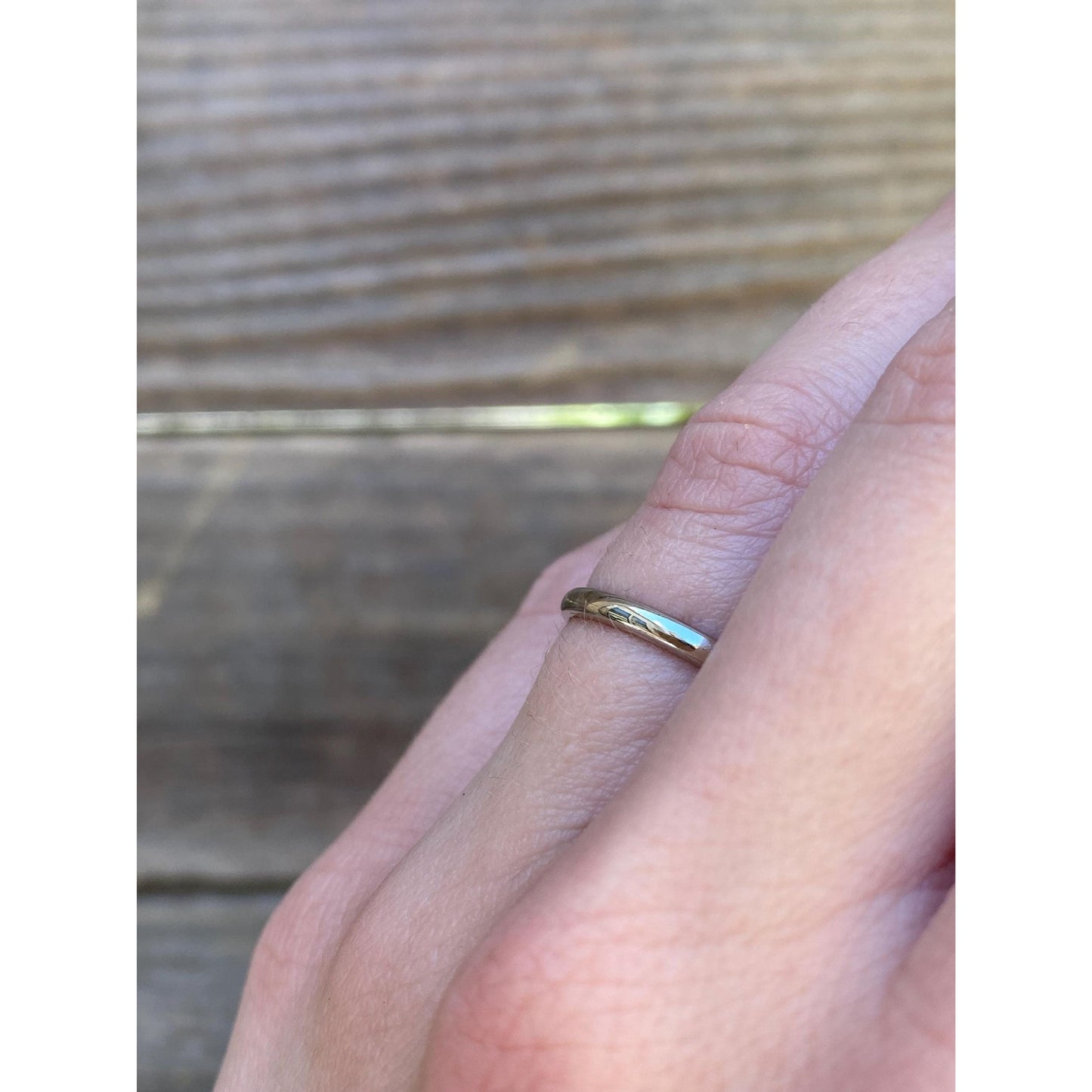 Vintage Solid 14k White Gold Slim Ring Band - Size 5.25