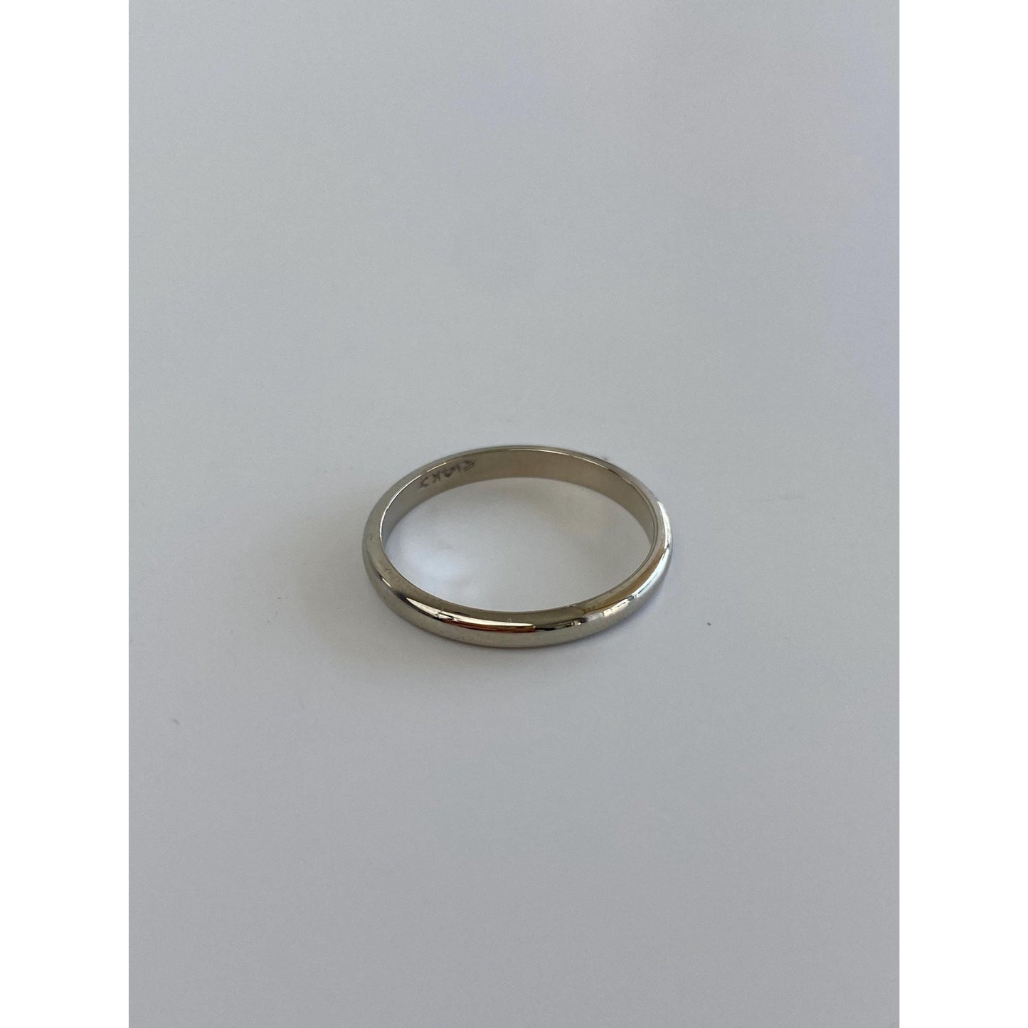 Vintage Solid 14k White Gold Slim Ring Band - Size 5.25