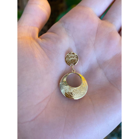 Vintage 14k Yellow Gold Engraved Dangle Slide Charm