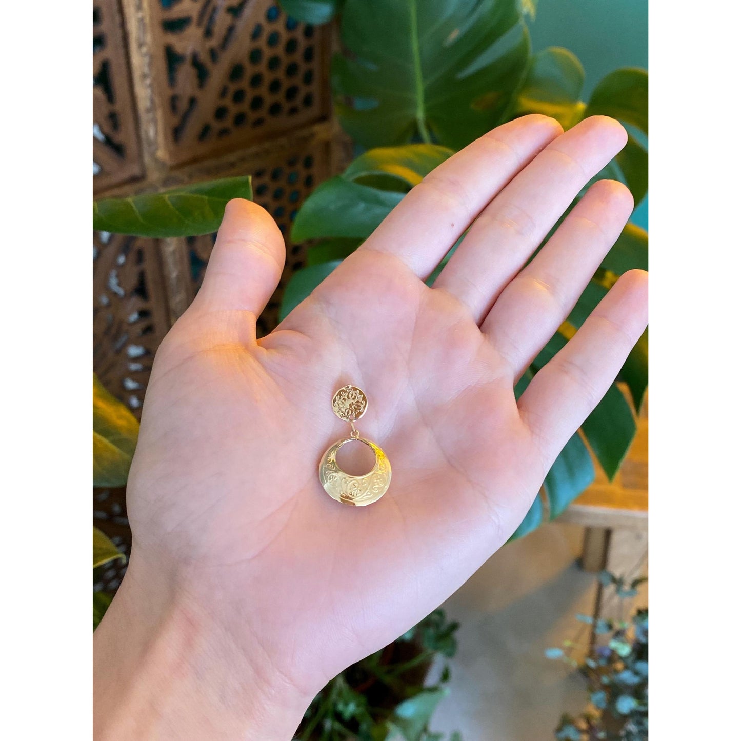 Vintage 14k Yellow Gold Engraved Dangle Slide Charm