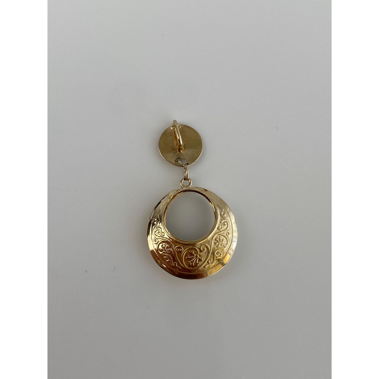 Vintage 14k Yellow Gold Engraved Dangle Slide Charm