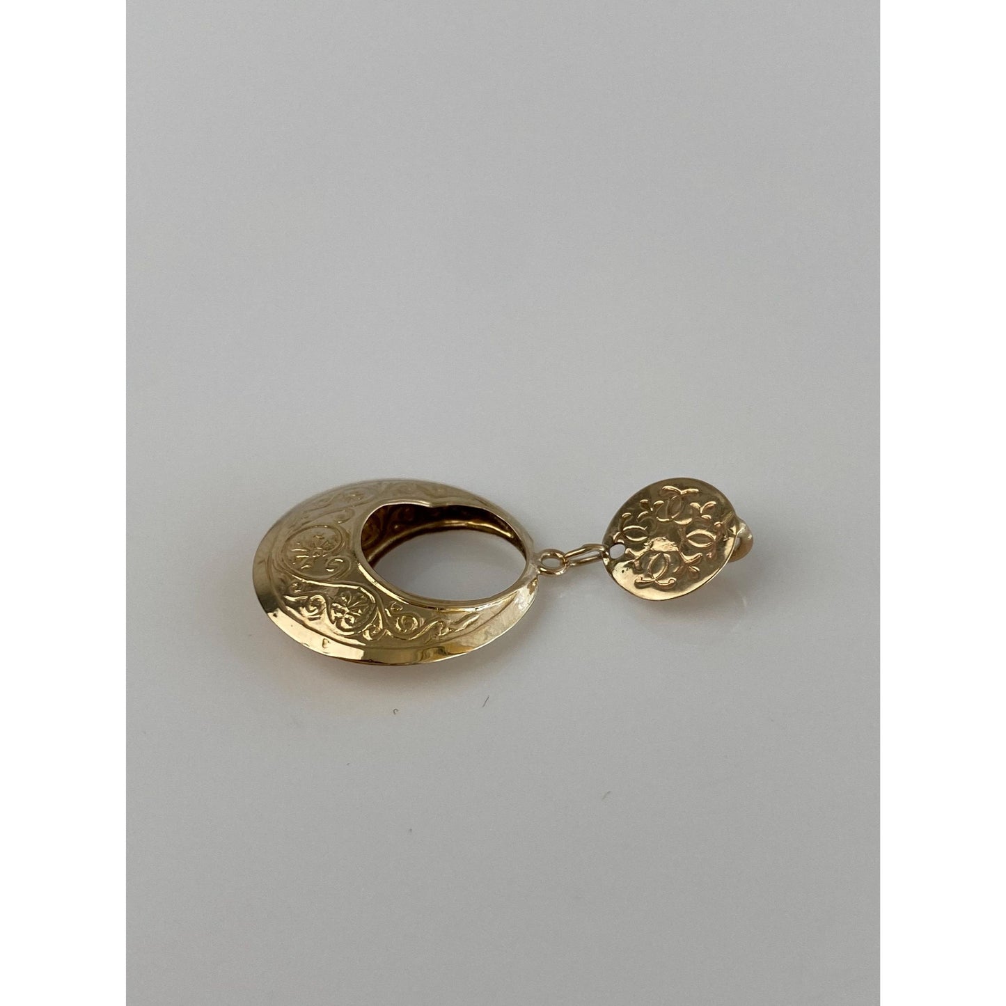 Vintage 14k Yellow Gold Engraved Dangle Slide Charm