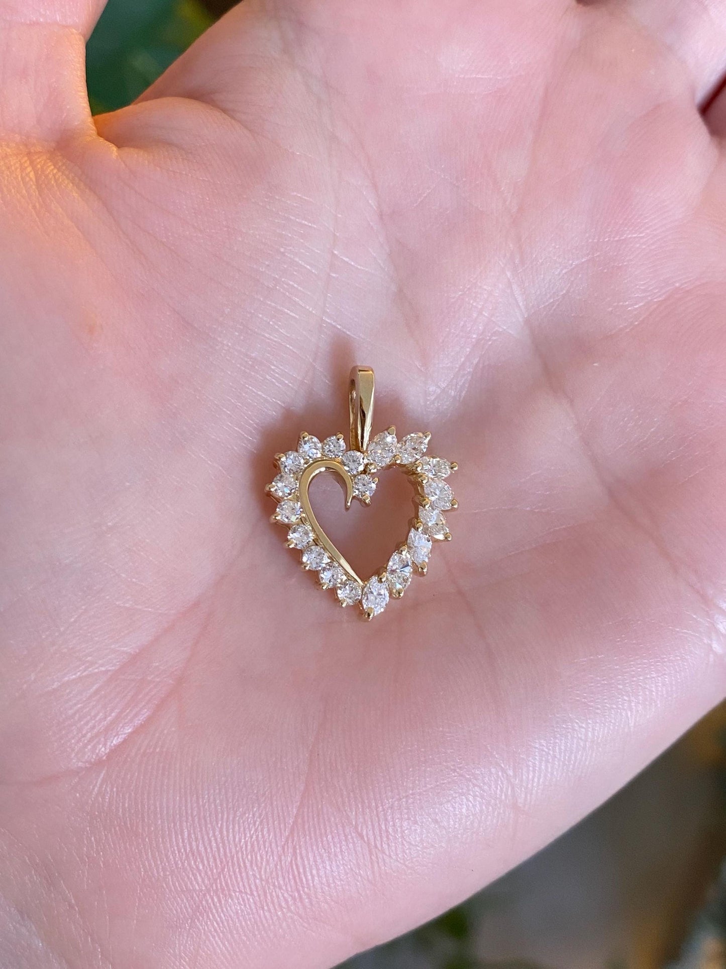 Vintage Solid 14k Yellow Gold Diamond Heart Charm
