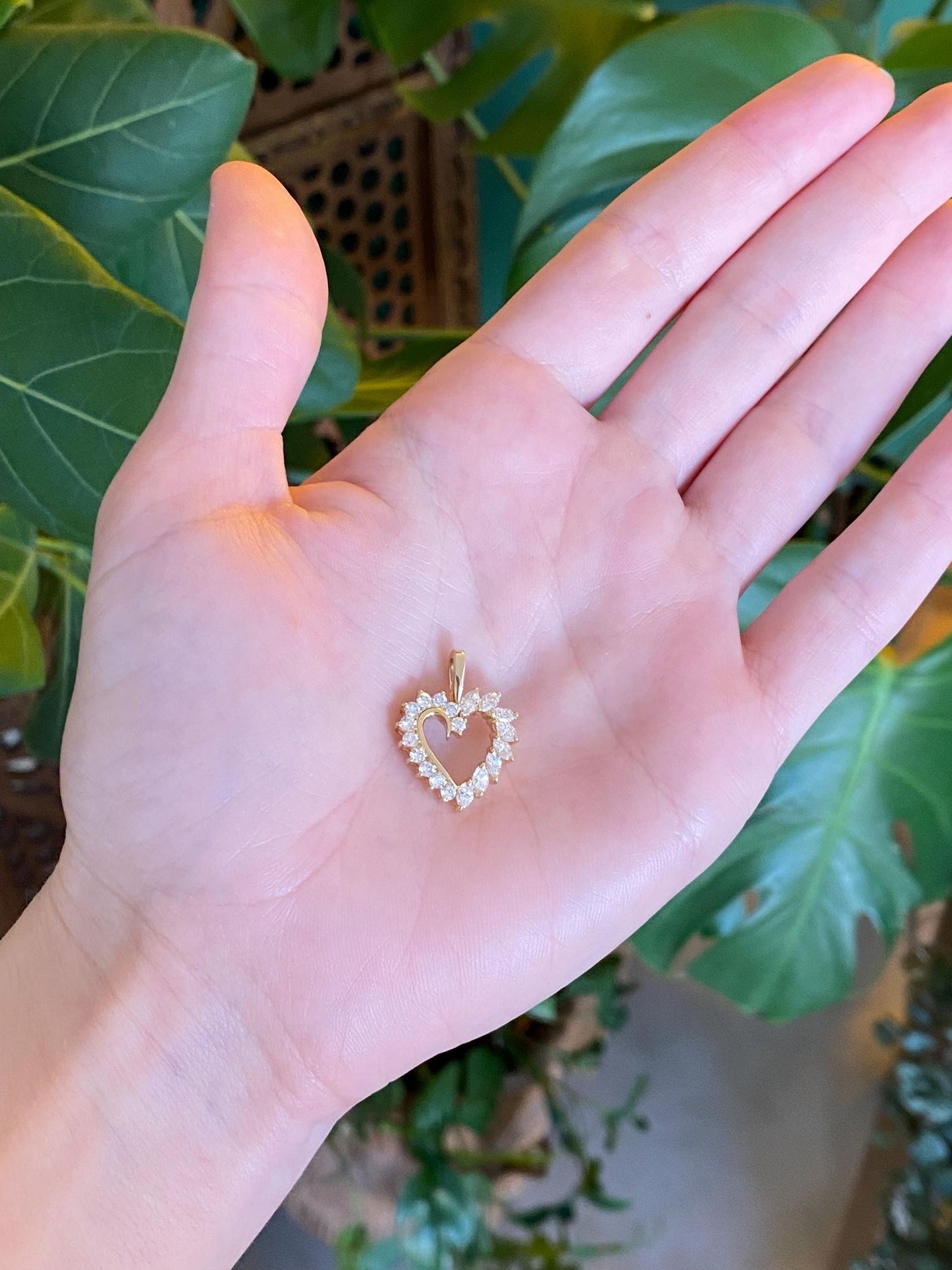 Vintage Solid 14k Yellow Gold Diamond Heart Charm