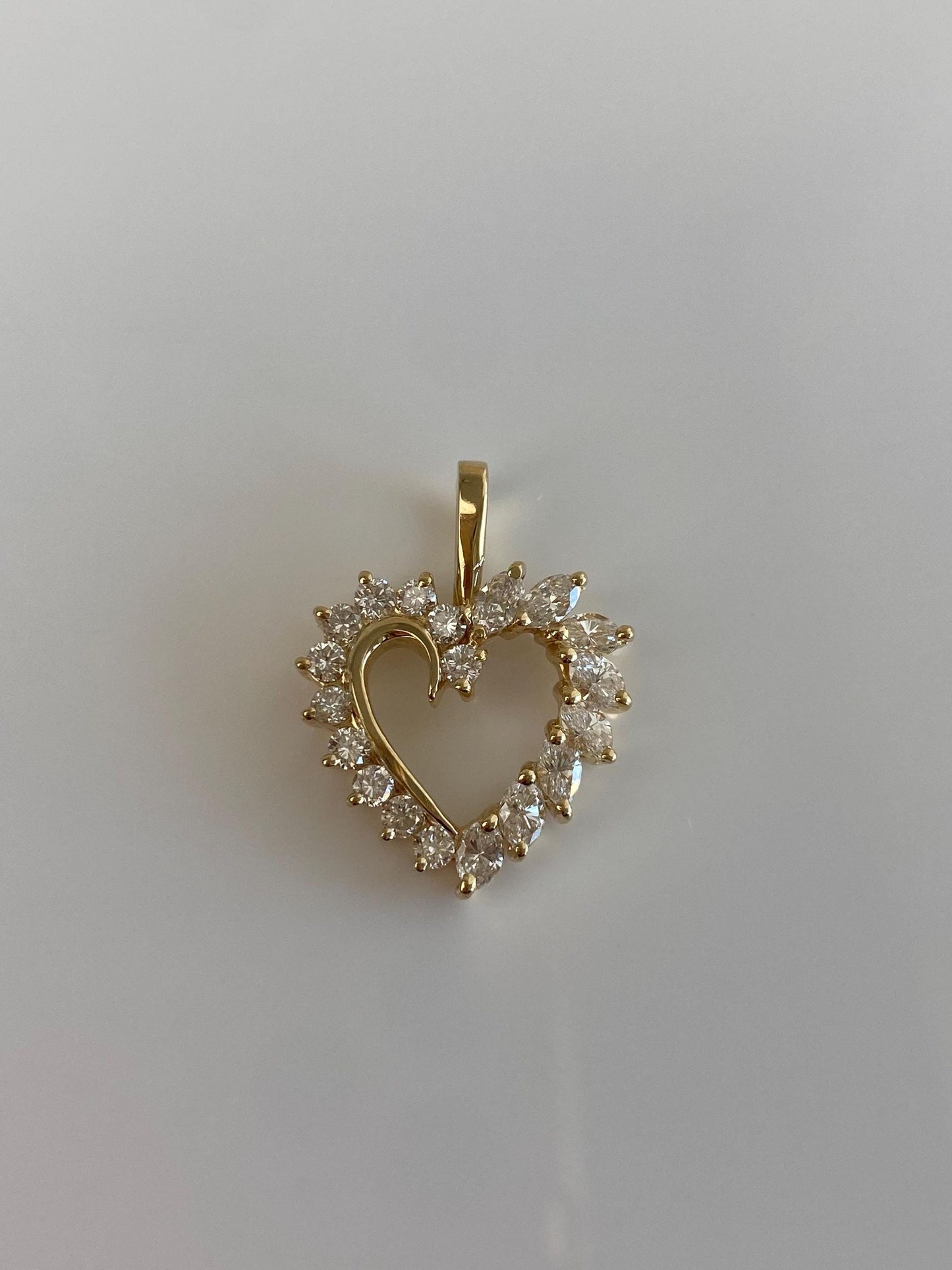 Vintage Solid 14k Yellow Gold Diamond Heart Charm