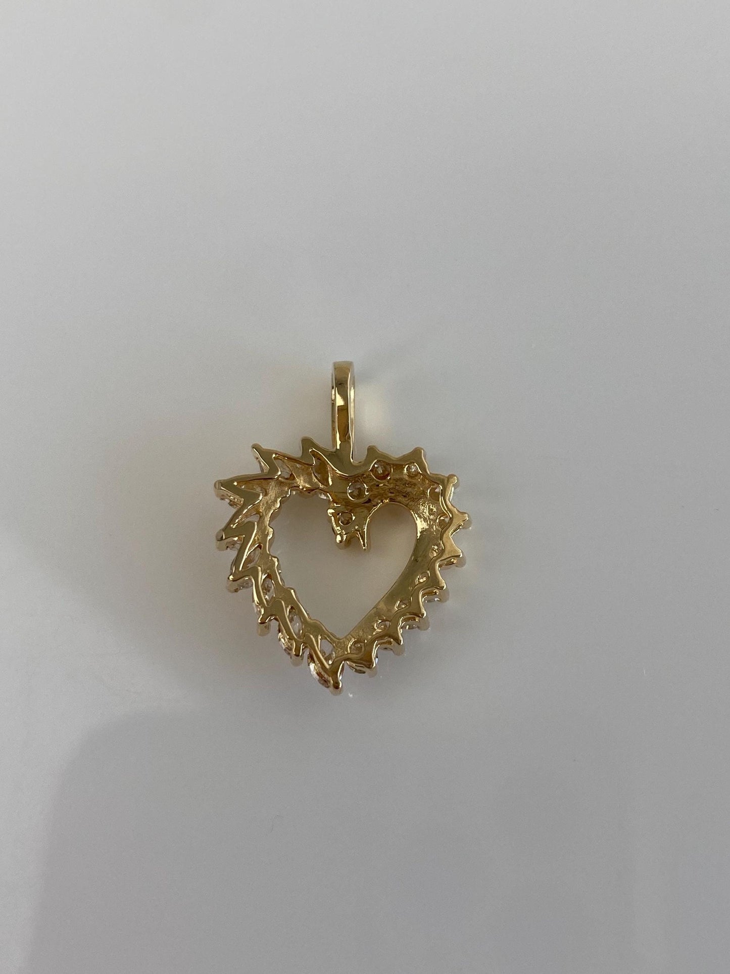 Vintage Solid 14k Yellow Gold Diamond Heart Charm