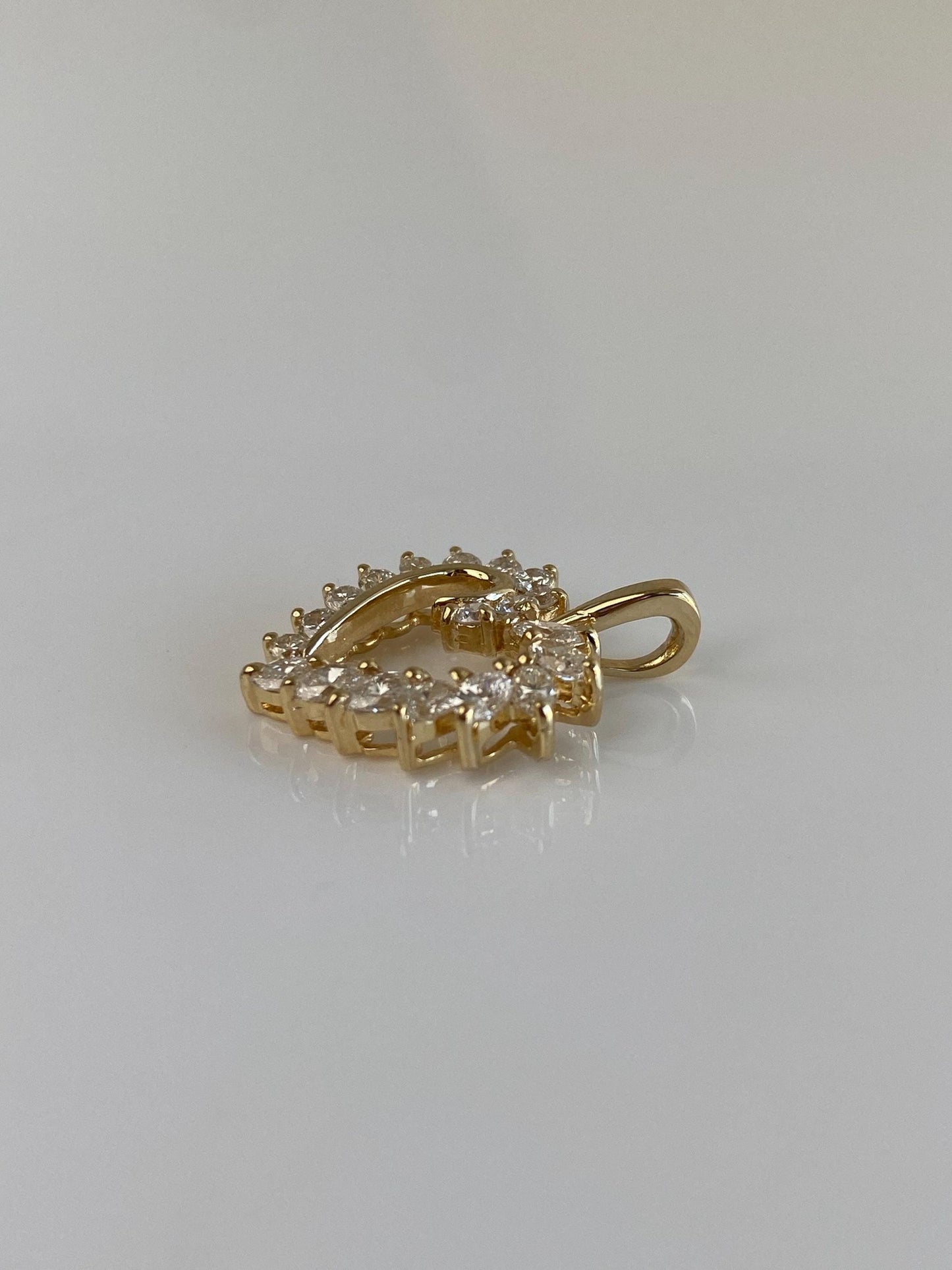 Vintage Solid 14k Yellow Gold Diamond Heart Charm