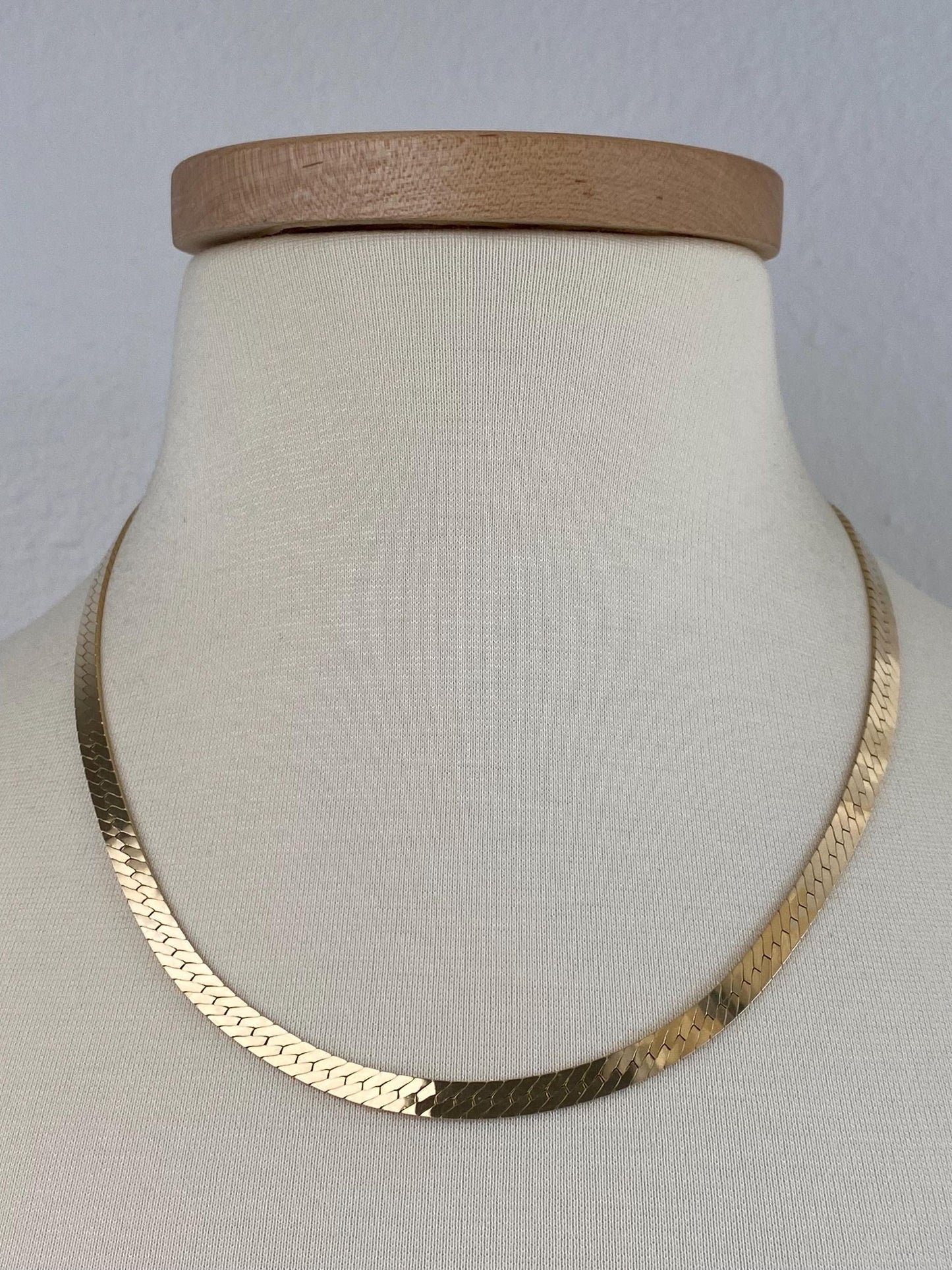 Vintage Solid 14k Yellow Gold Chunky Herringbone Chain Necklace - 20 inches