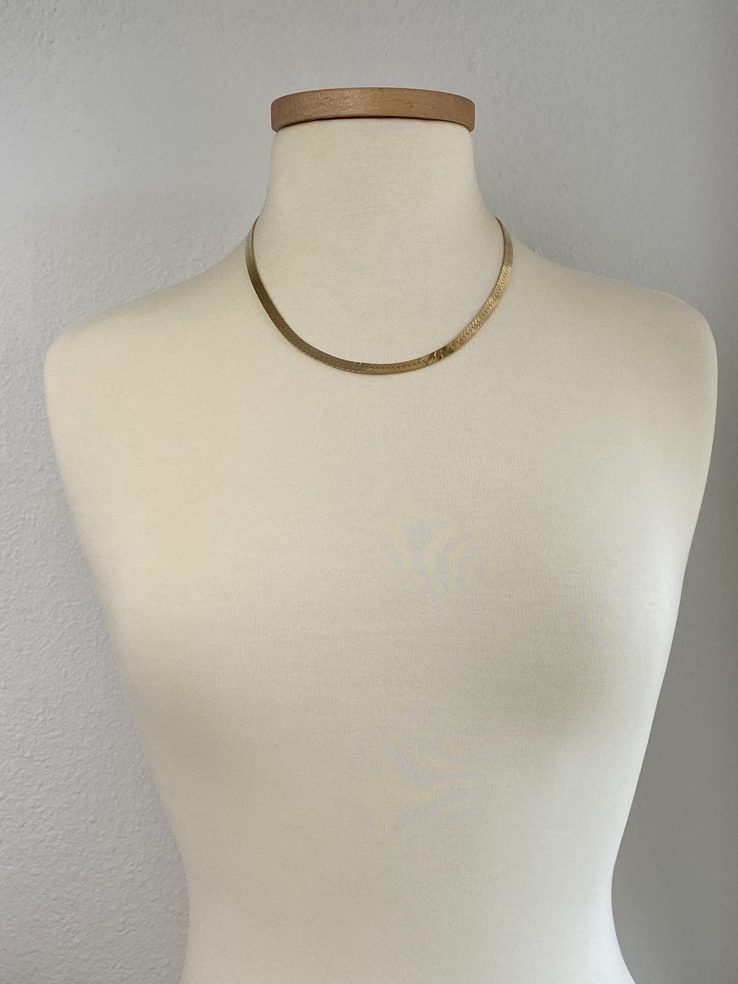 Vintage Solid 14k Yellow Gold Chunky Herringbone Chain Necklace - 20 inches