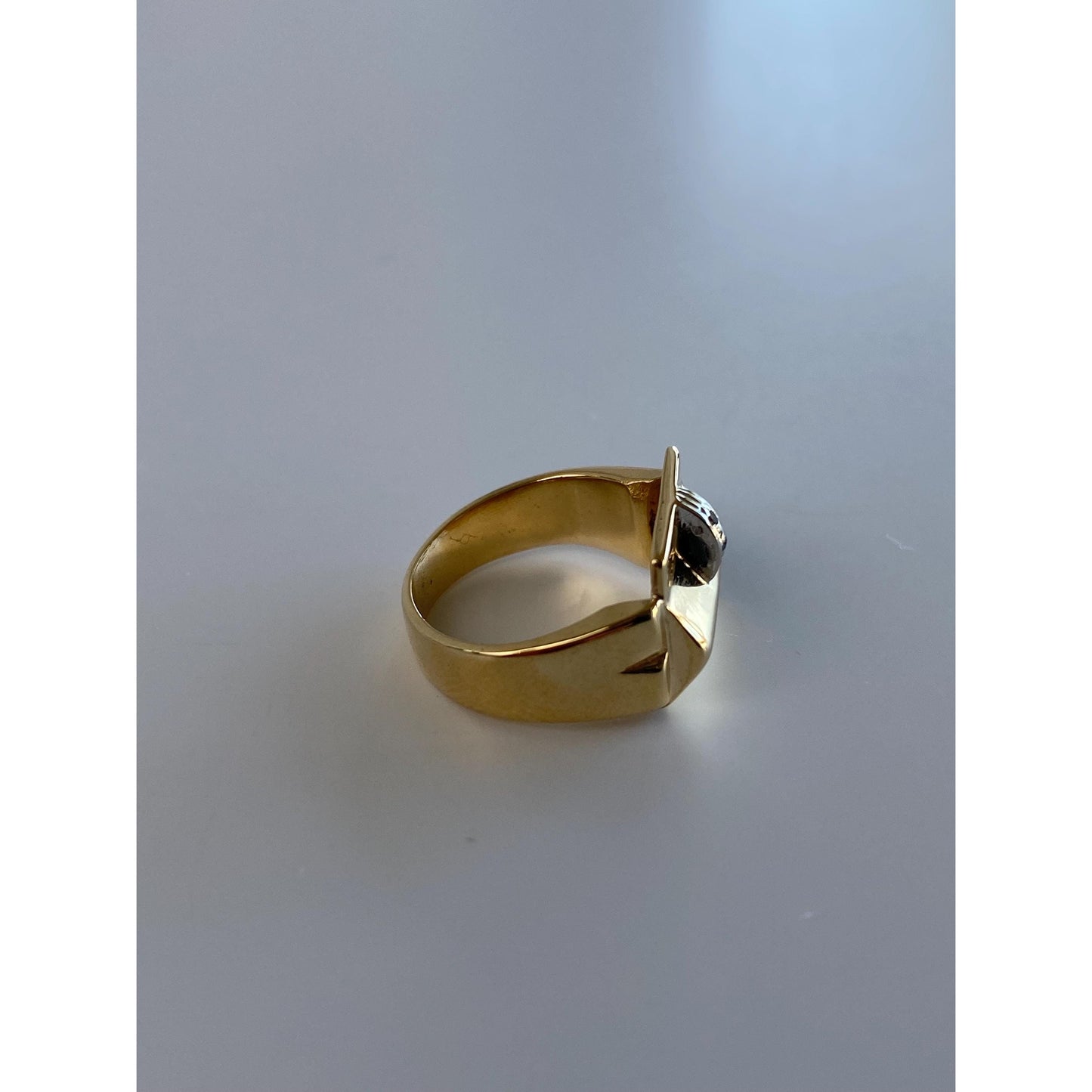 Vintage Solid 14k Yellow Gold Diamond Signet Style Purse Ring - Size 2.25