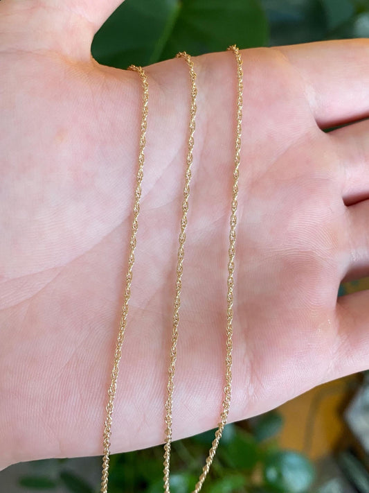 Vintage Solid 14k Yellow Gold Dainty Chain Necklace - 24 inches