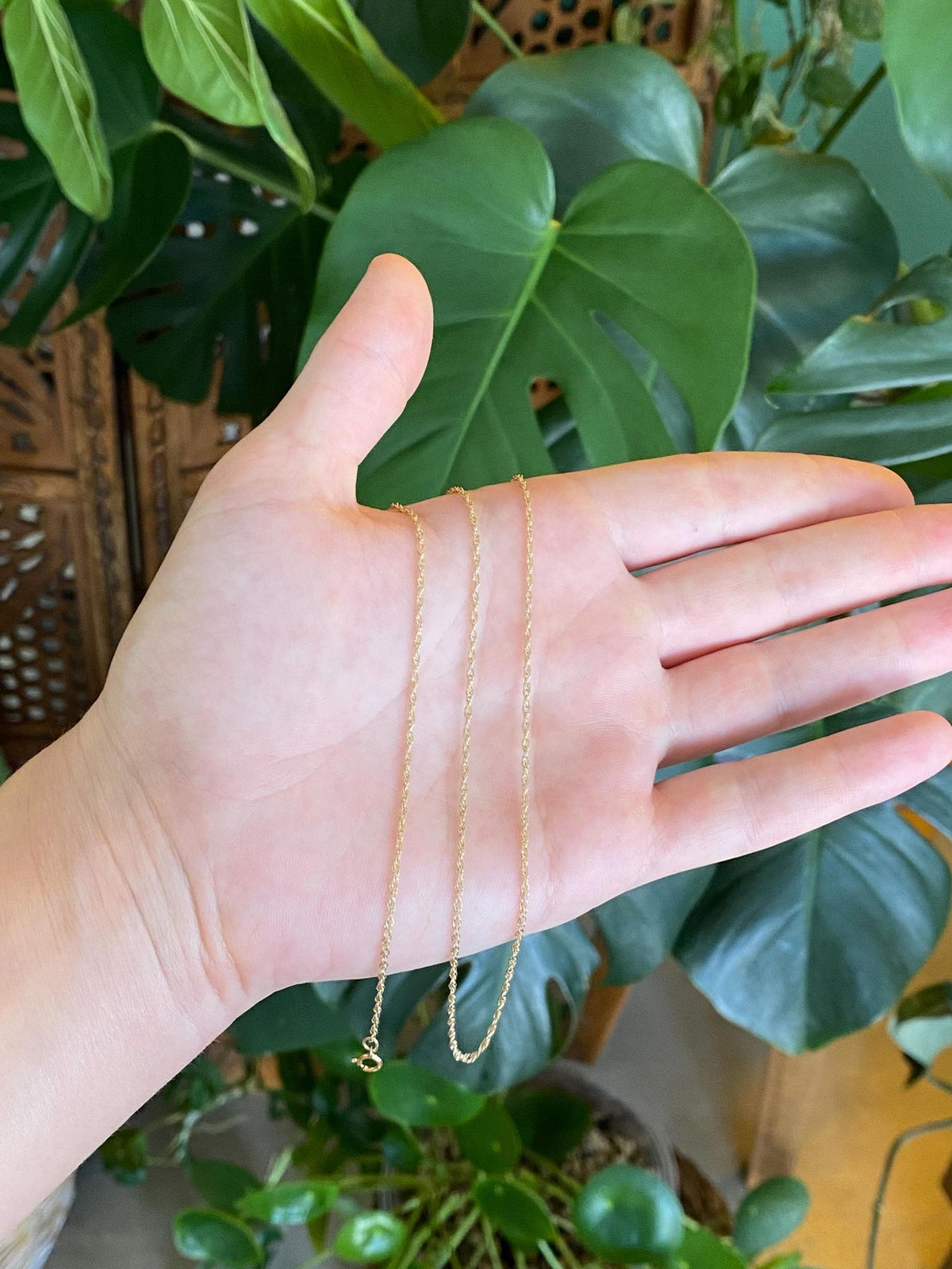 Vintage Solid 14k Yellow Gold Dainty Chain Necklace - 24 inches