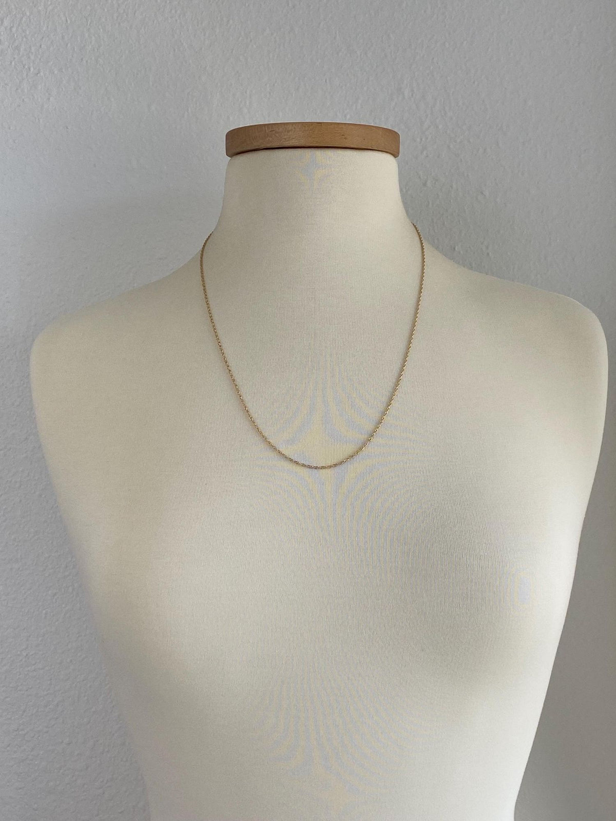 Vintage Solid 14k Yellow Gold Dainty Chain Necklace - 24 inches