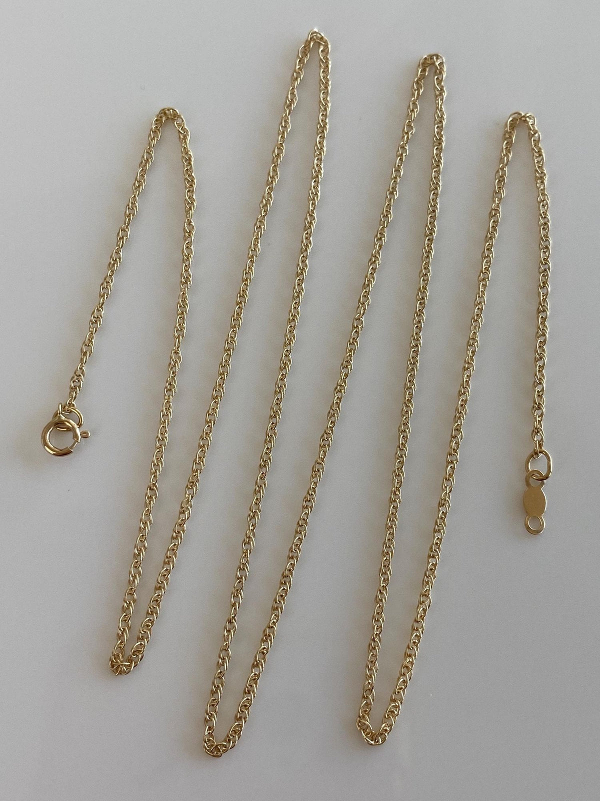 Vintage Solid 14k Yellow Gold Dainty Chain Necklace - 24 inches