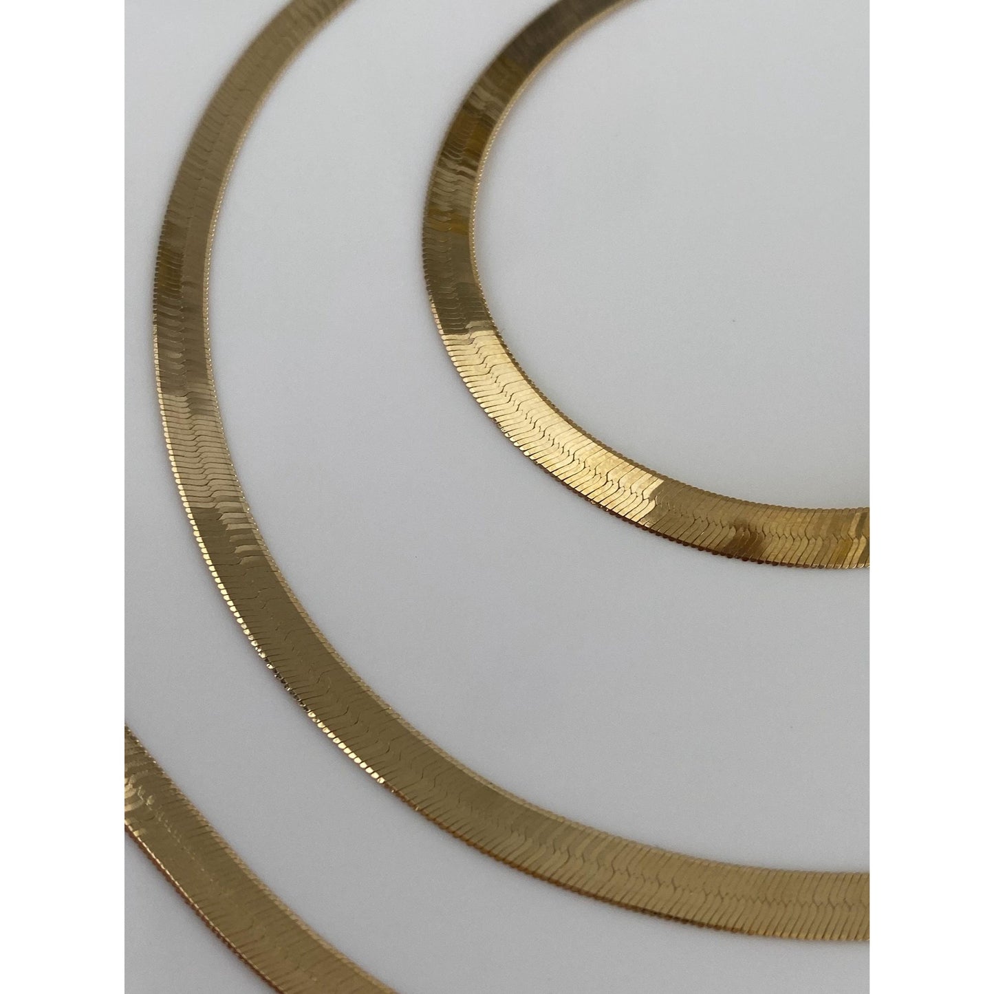 Vintage Solid 14k Yellow Gold Long Herringbone Chain Necklace - 27.75 inches