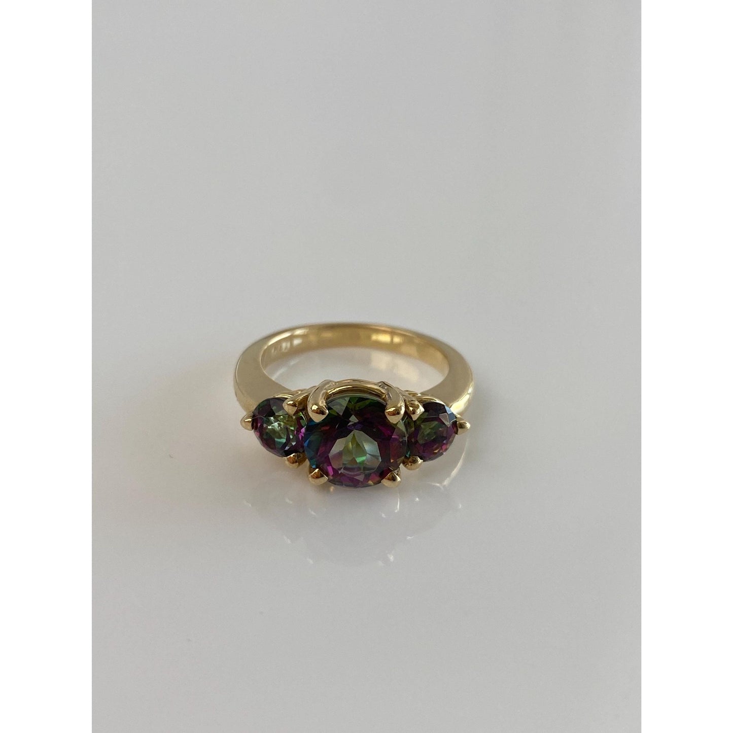 Vintage Solid 14k Yellow Gold Mystic Topaz Ring - Size 5.75