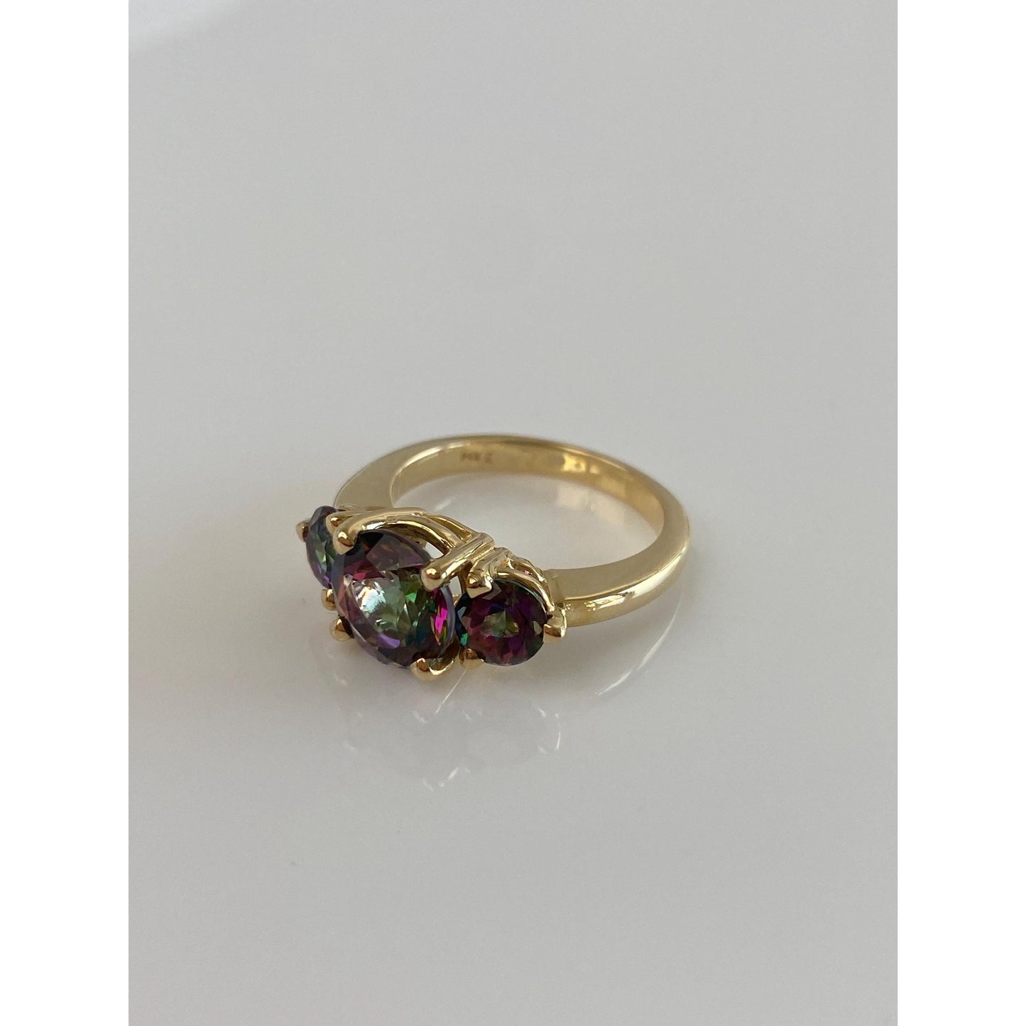 Vintage Solid 14k Yellow Gold Mystic Topaz Ring - Size 5.75