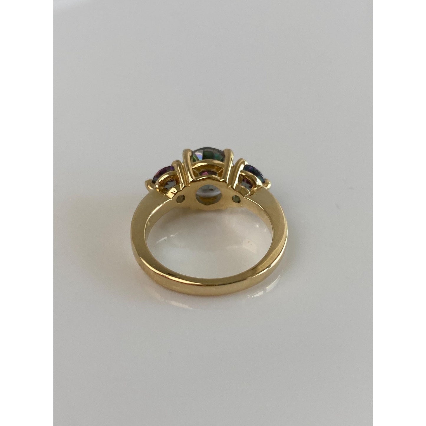 Vintage Solid 14k Yellow Gold Mystic Topaz Ring - Size 5.75