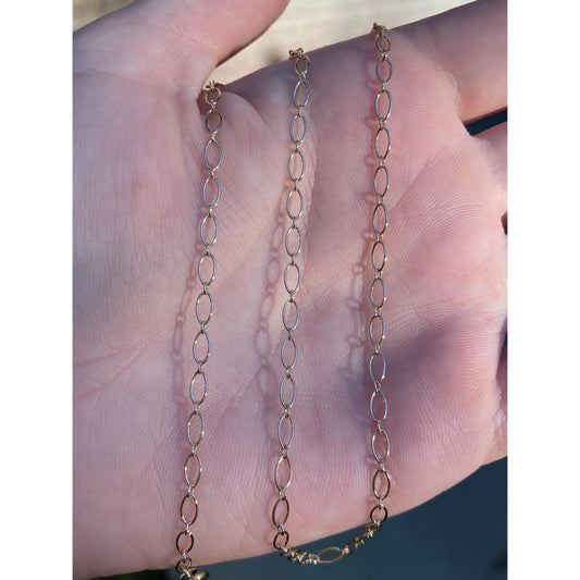 Vintage Solid 14k Yellow Gold Oval Link Chain Necklace - 20.5 inches