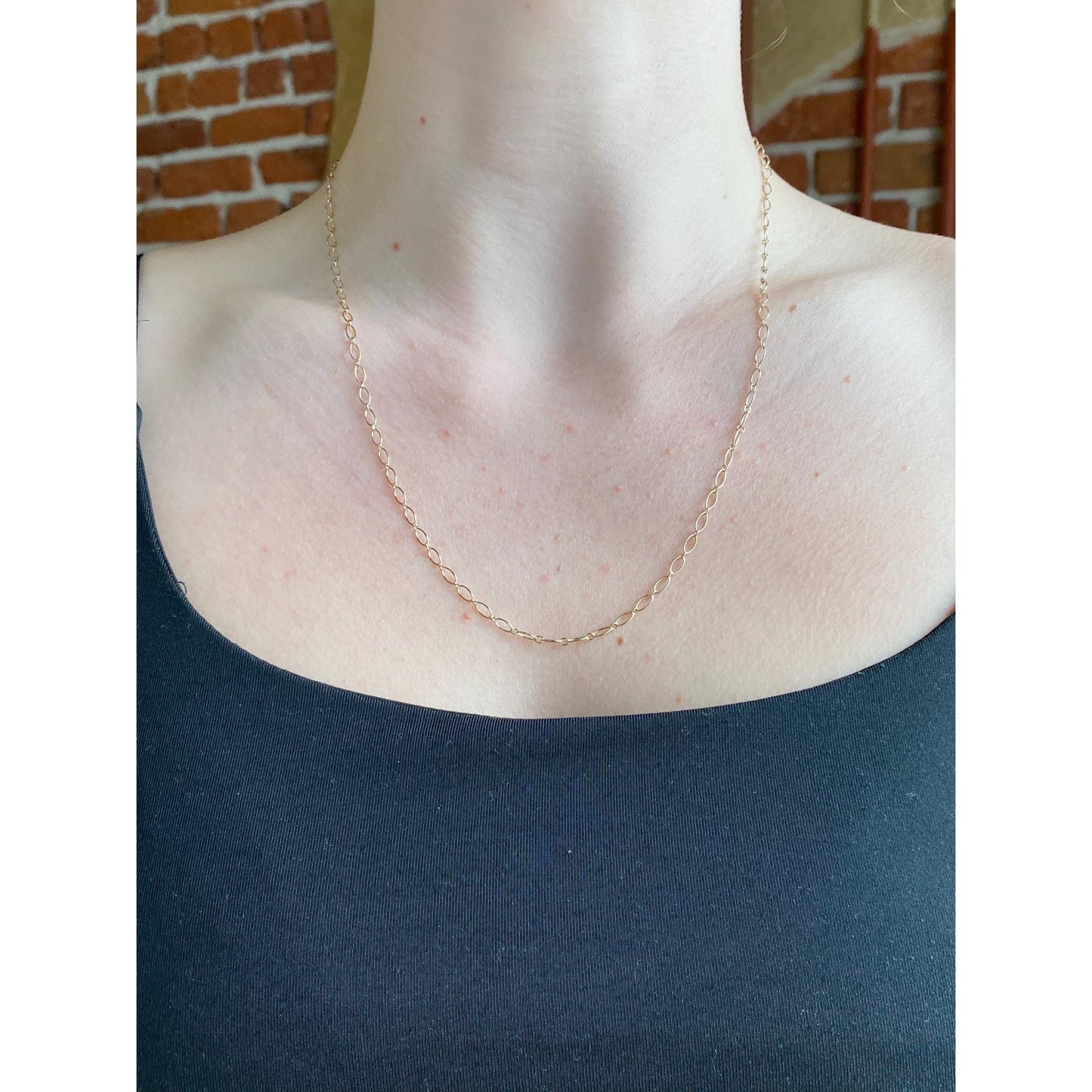 Vintage Solid 14k Yellow Gold Oval Link Chain Necklace - 20.5 inches