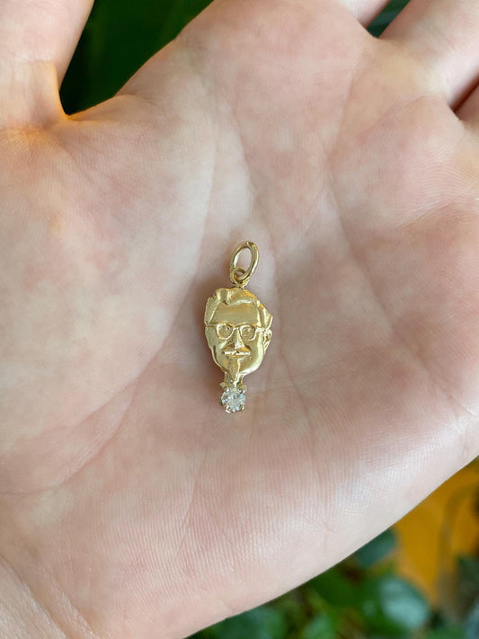Vintage 14k Yellow Gold Diamond Colonel Sanders Charm