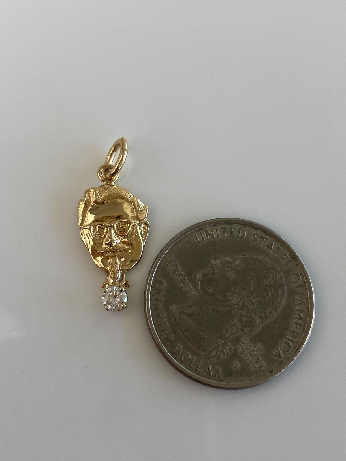Vintage 14k Yellow Gold Diamond Colonel Sanders Charm