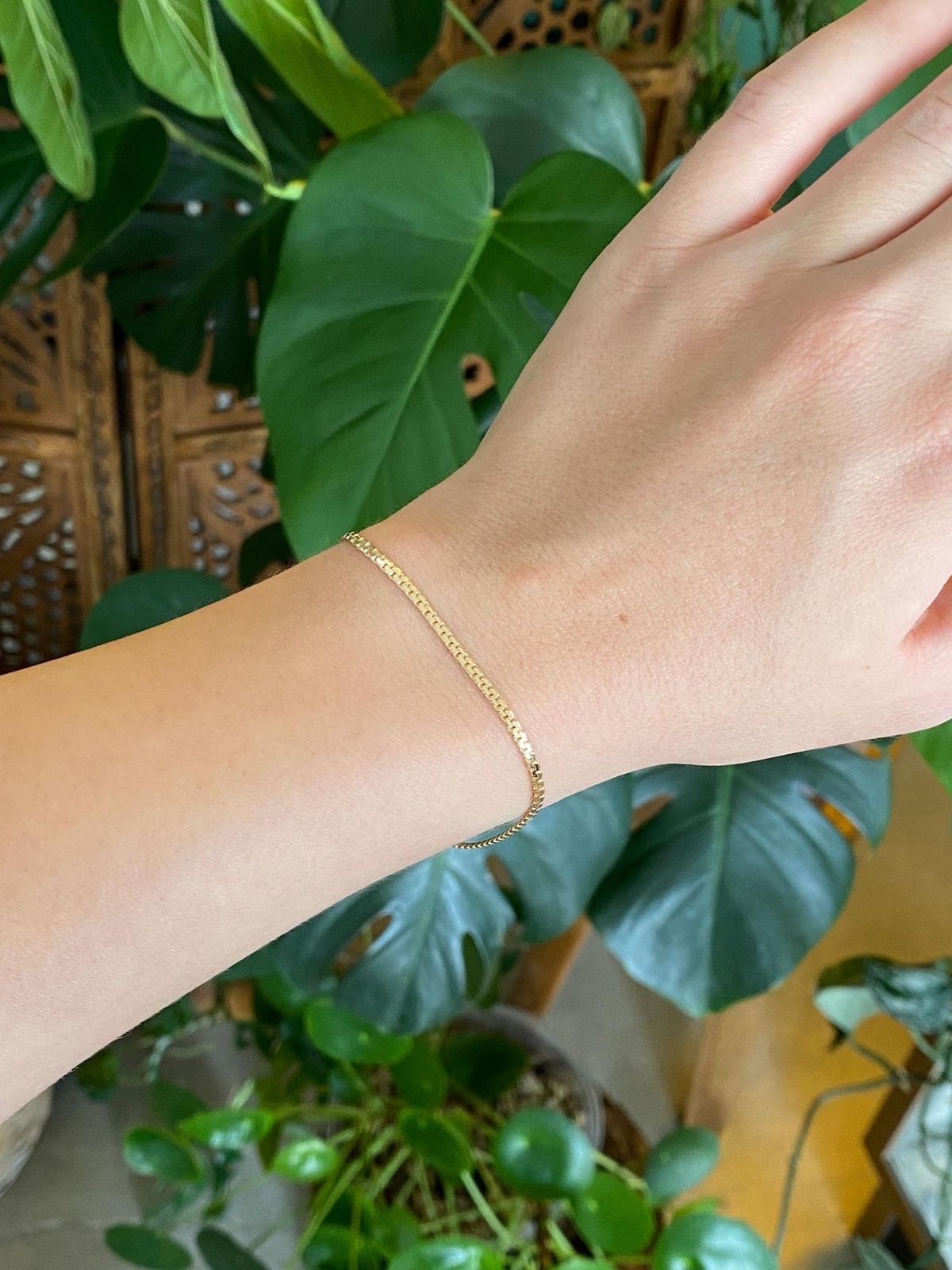 Vintage Solid 14k Yellow Gold Flat Zipper Chain Bracelet - 7 inches