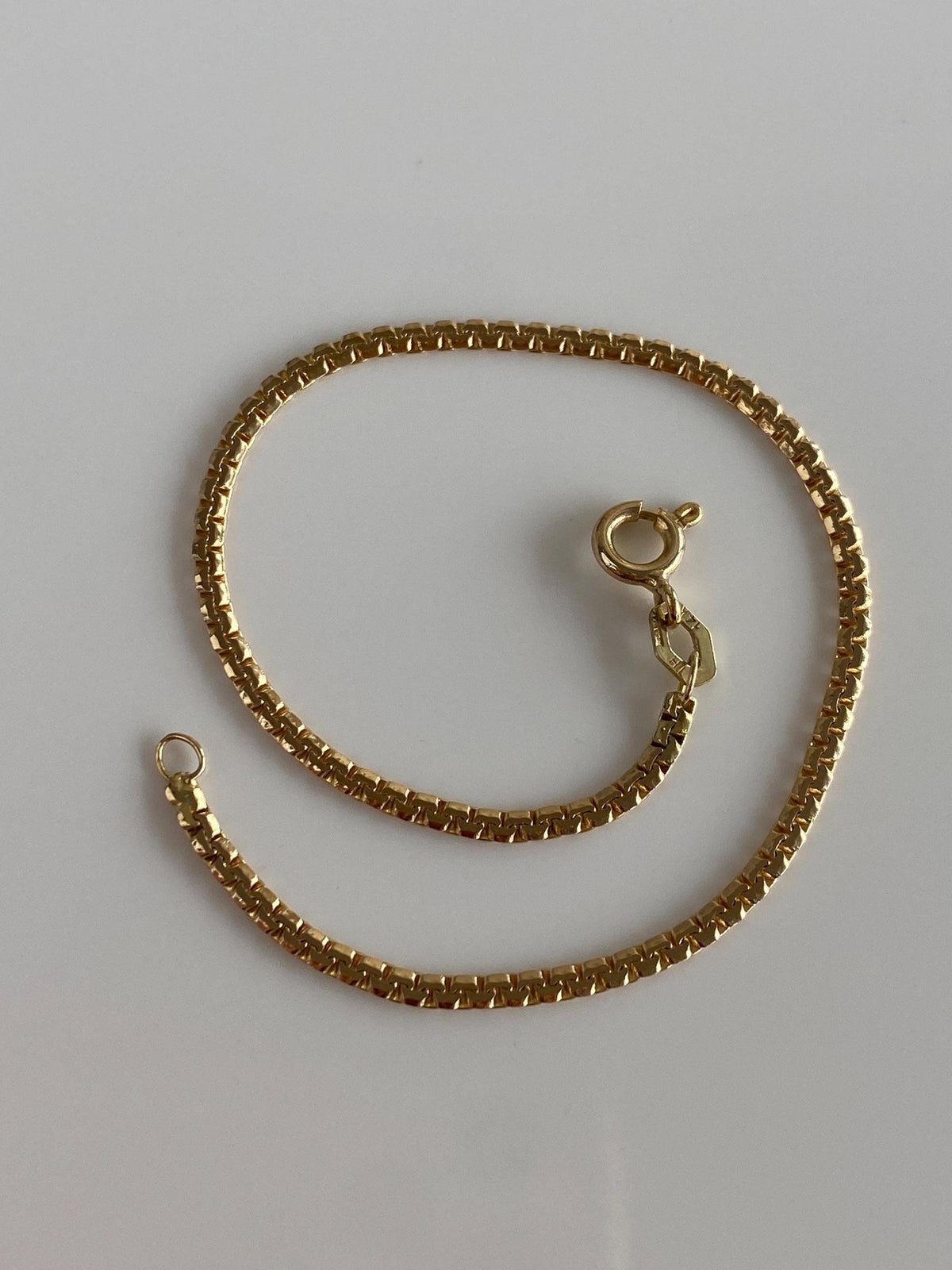 Vintage Solid 14k Yellow Gold Flat Zipper Chain Bracelet - 7 inches