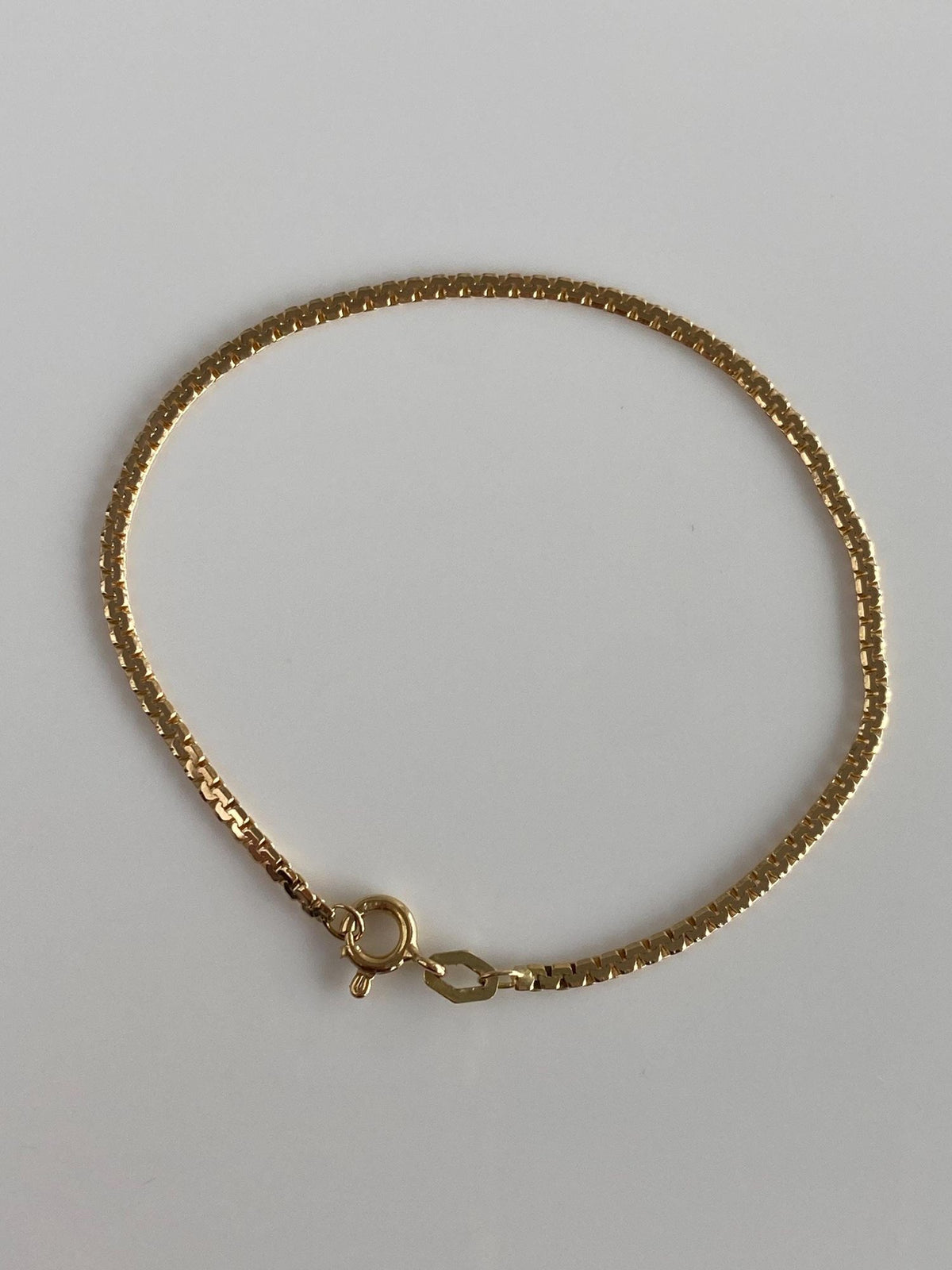 Vintage Solid 14k Yellow Gold Flat Zipper Chain Bracelet - 7 inches