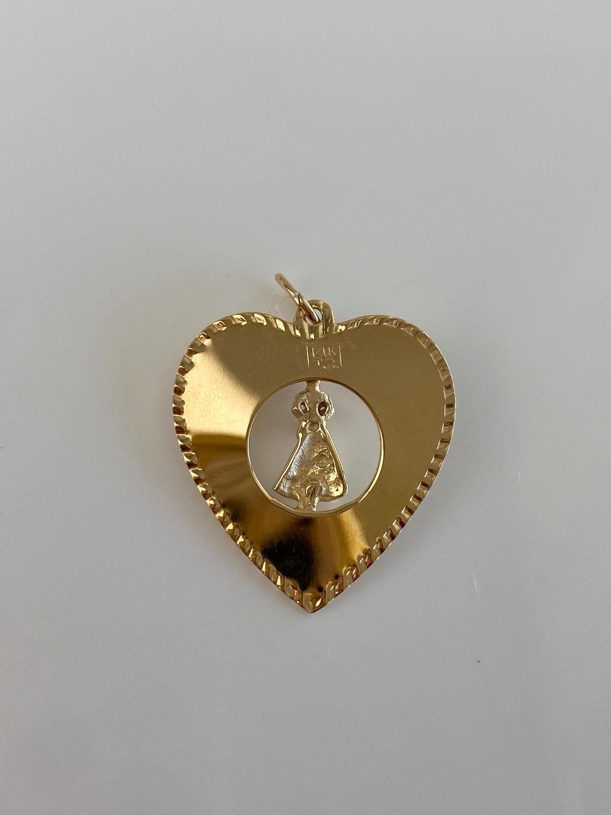 Vintage Solid 14k Yellow Gold Pink Cubic Zirconia 'To My Matron of Honor' Heart Charm