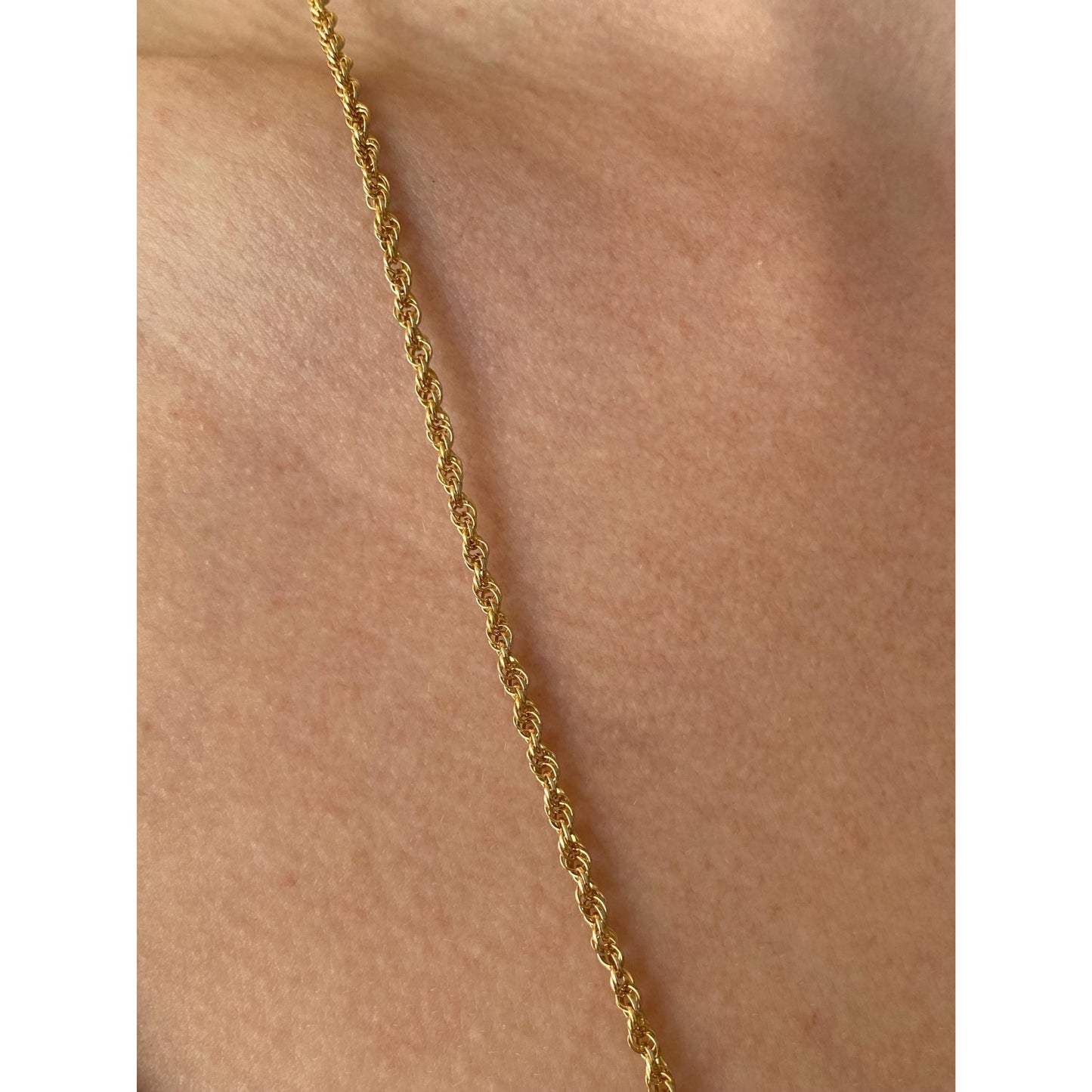 Vintage Solid 14k Yellow Gold Rope Chain Necklace - 24 inches