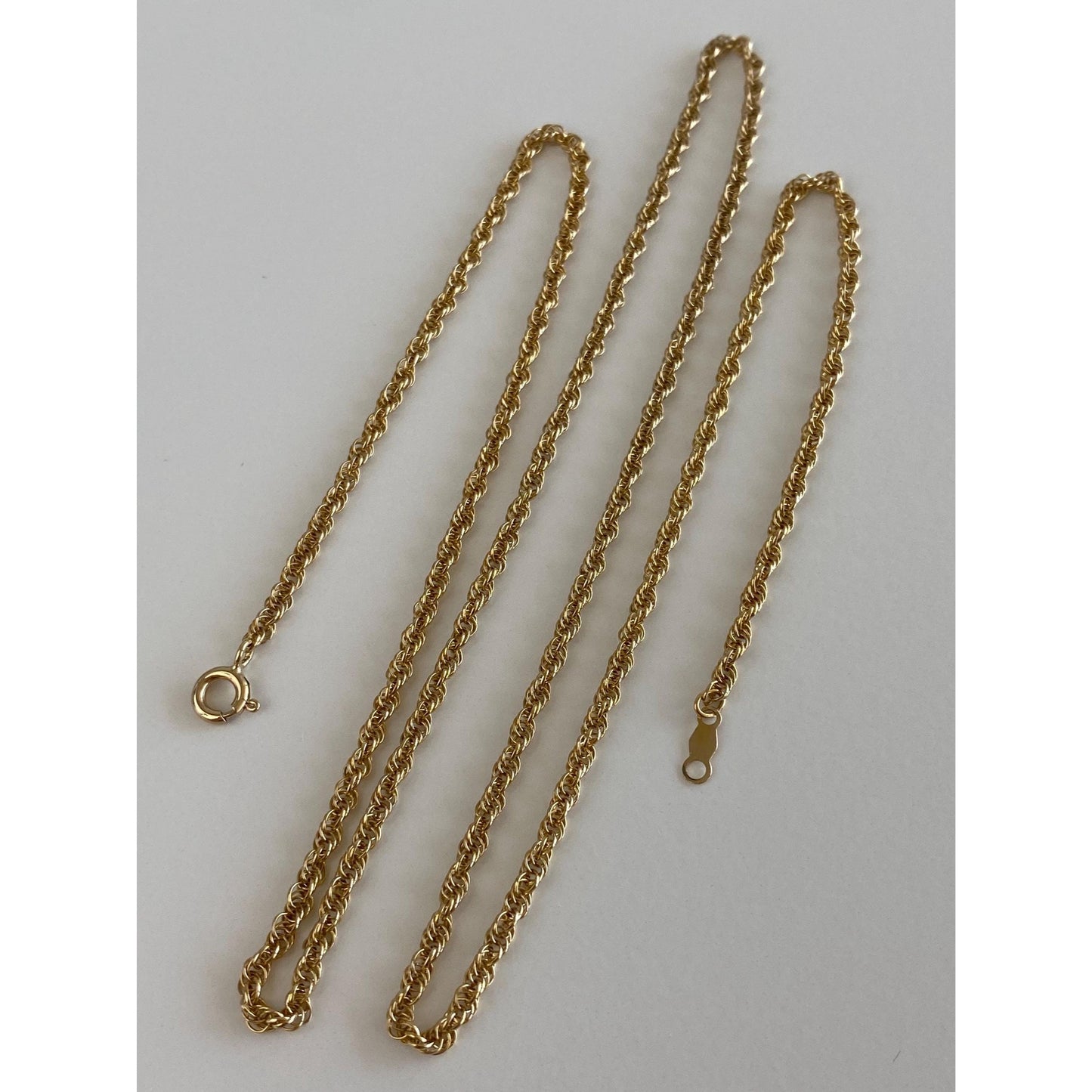 Vintage Solid 14k Yellow Gold Rope Chain Necklace - 24 inches