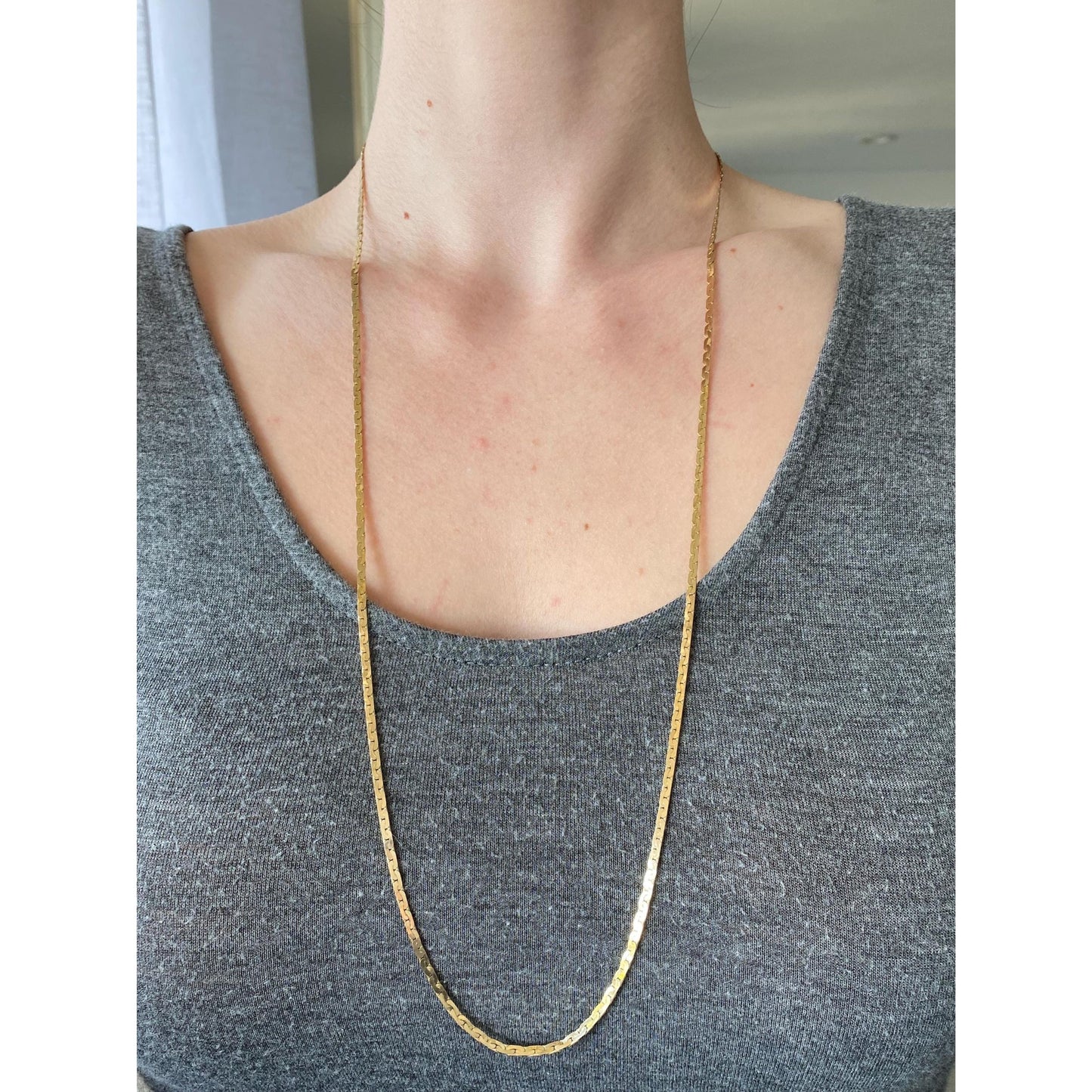 Vintage Solid 14k Yellow Gold C Link Chain Necklace - 30.5 inches