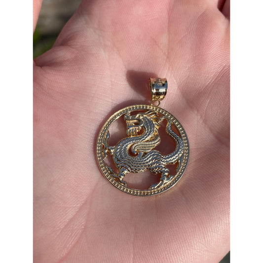 Solid 14k Yellow Gold Dragon Charm