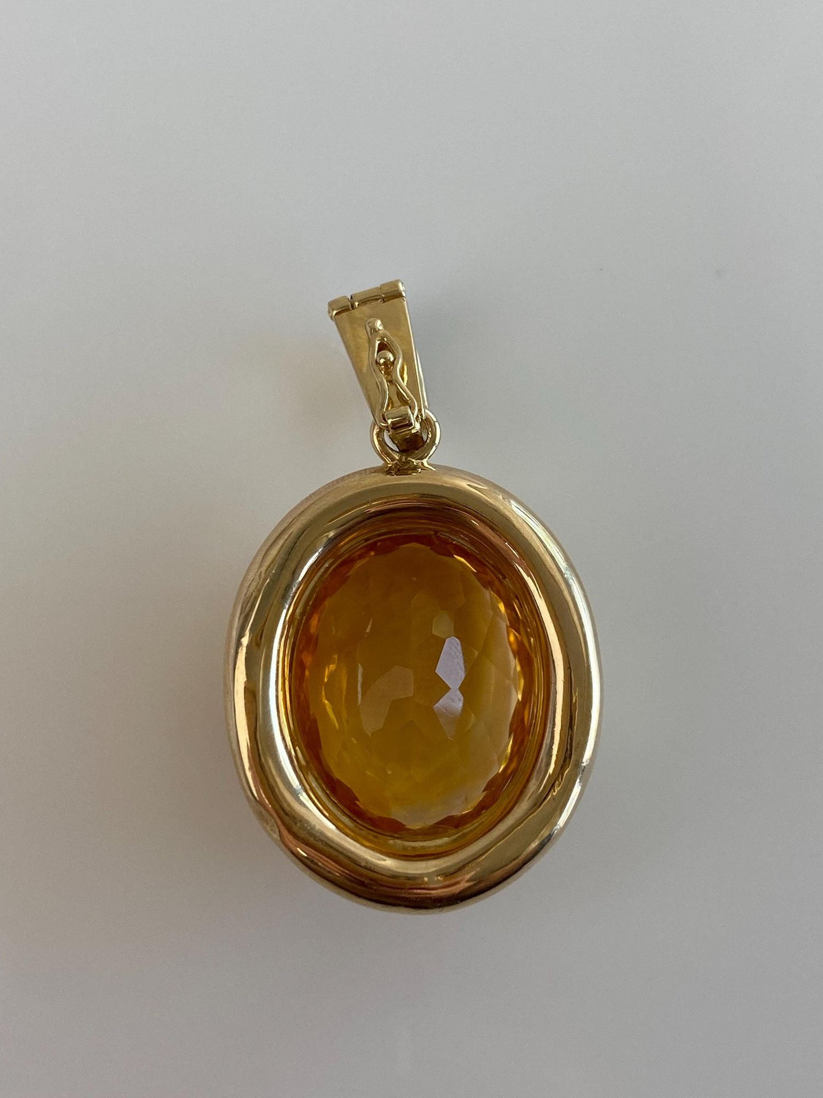 Vintage Solid 14k Yellow Gold Large Citrine Diamonds Charm