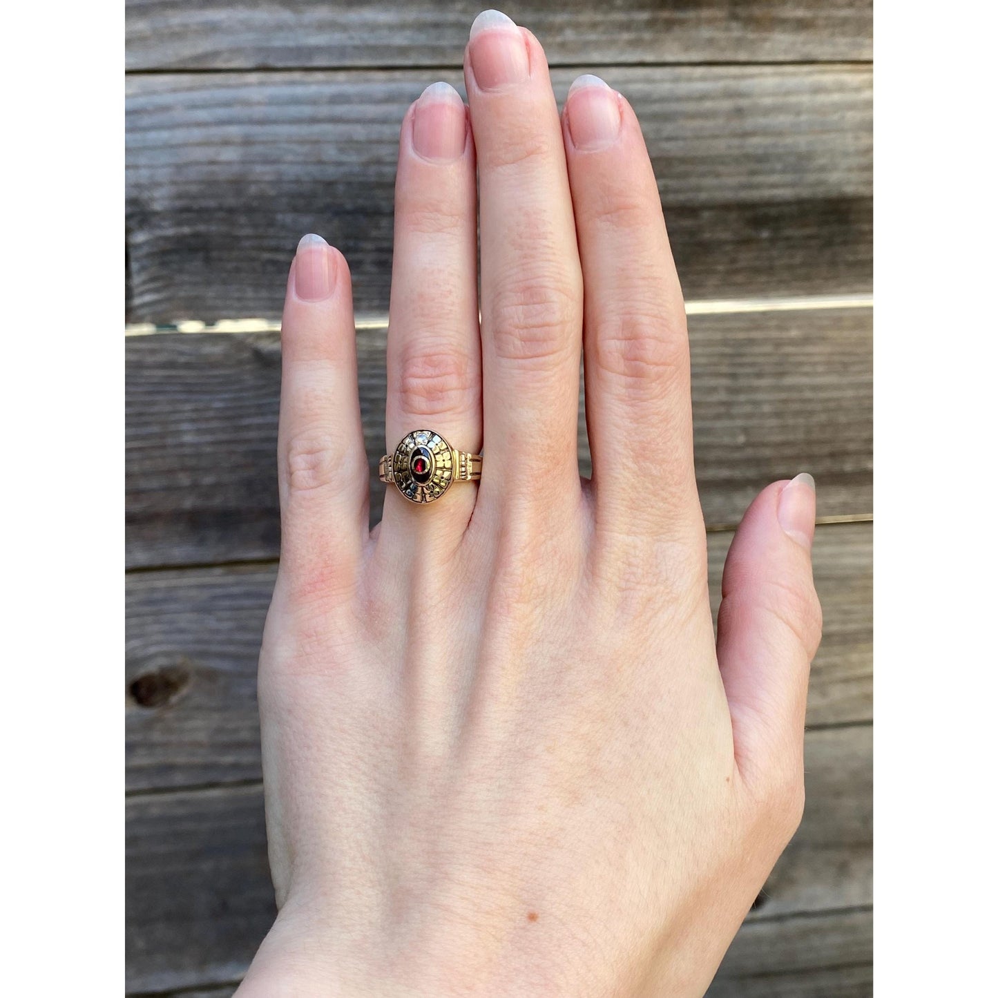 Vintage Solid 10k Yellow Gold Ruby Diamond Decoder Ring - Size 4.5