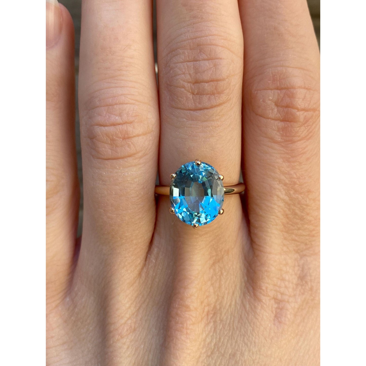 Vintage Solid 14k Yellow Gold Topaz Ring - Size 6.25