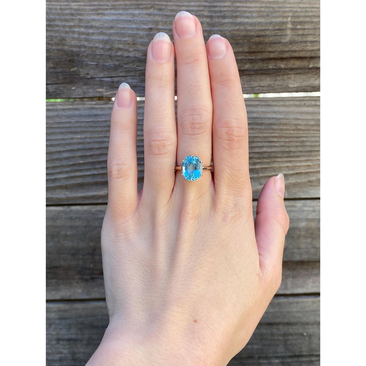 Vintage Solid 14k Yellow Gold Topaz Ring - Size 6.25