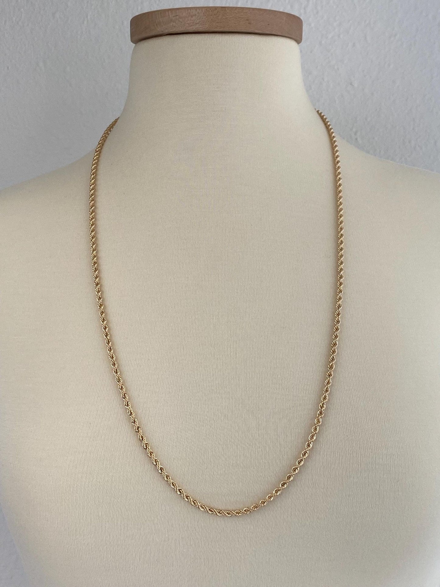 Vintage 10k Yellow Gold Rope Chain Necklace - 30.25 inches