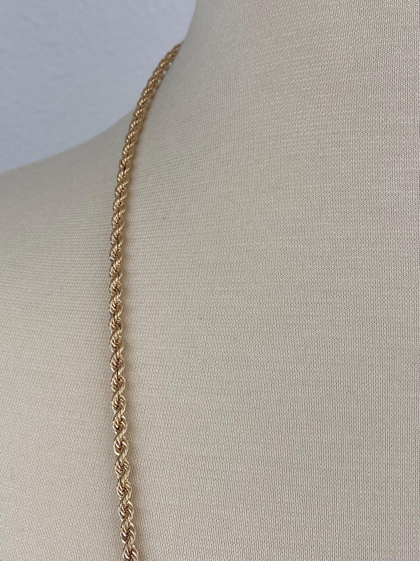 Vintage 10k Yellow Gold Rope Chain Necklace - 30.25 inches