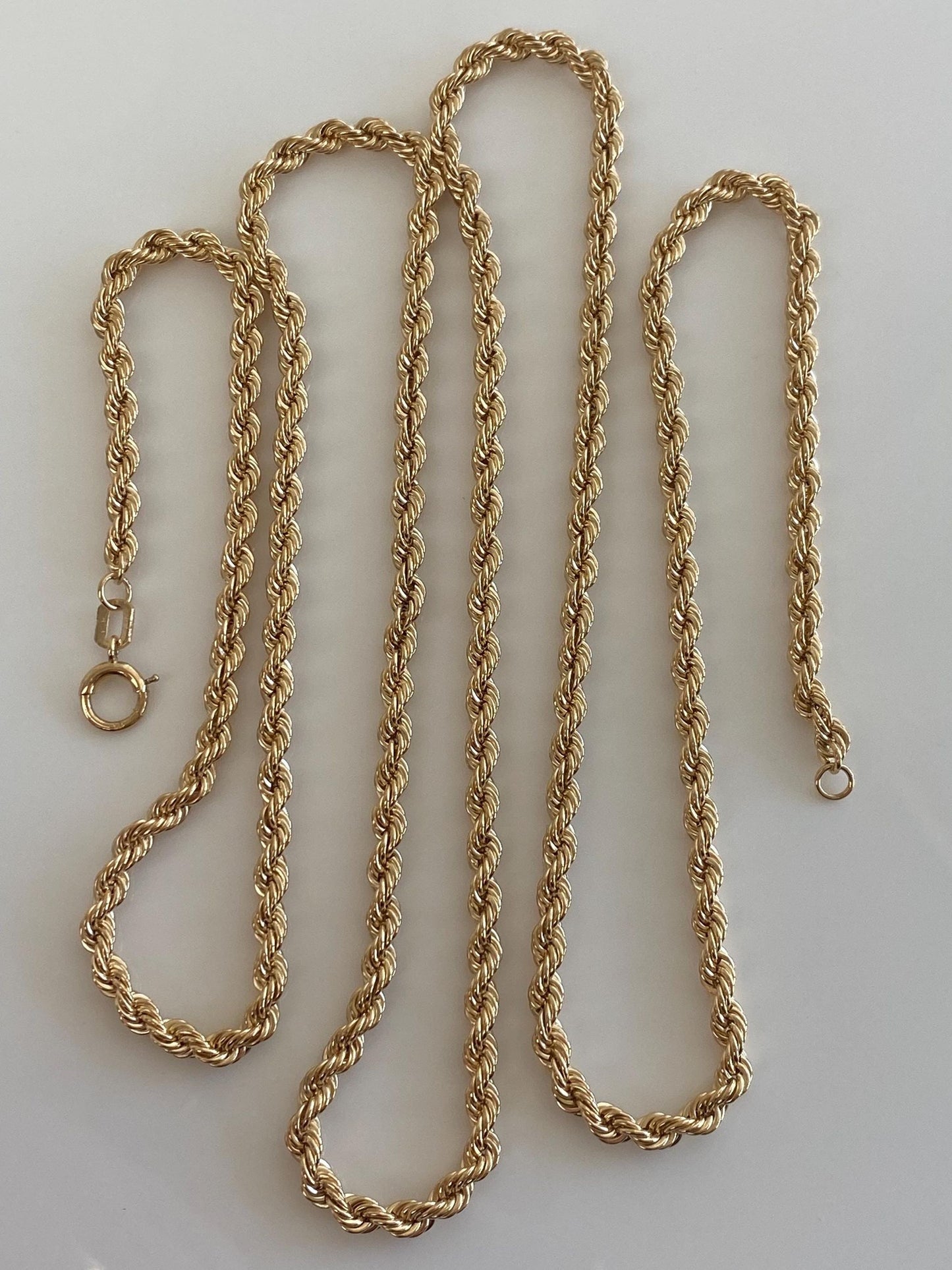 Vintage 10k Yellow Gold Rope Chain Necklace - 30.25 inches