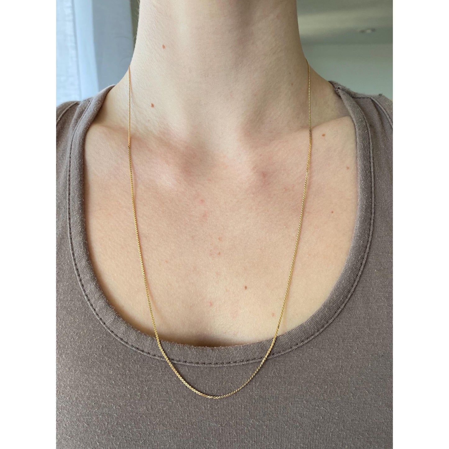 Vintage Solid 14k Yellow Gold Serpentine Chain Necklace - 24 inches