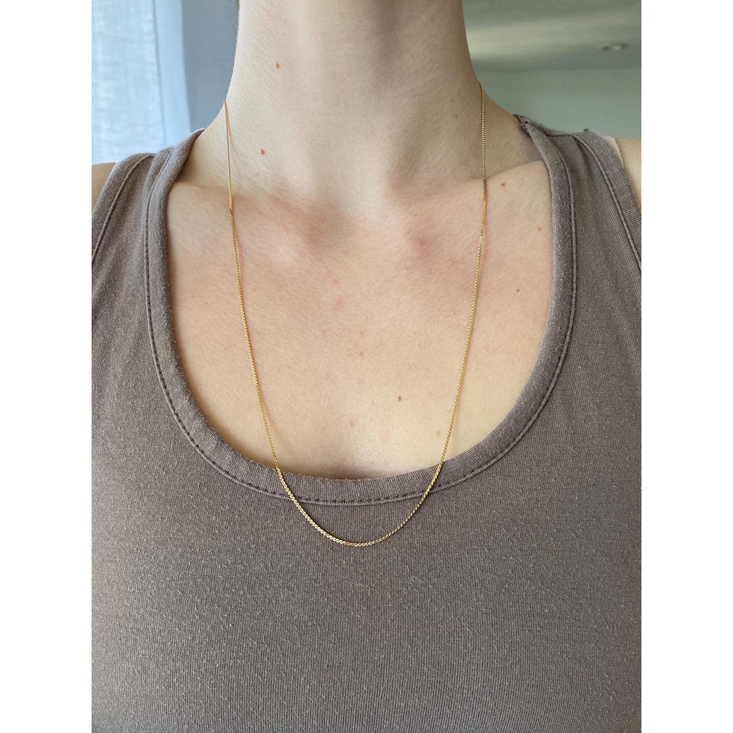 Vintage Solid 14k Yellow Gold Serpentine Chain Necklace - 24 inches