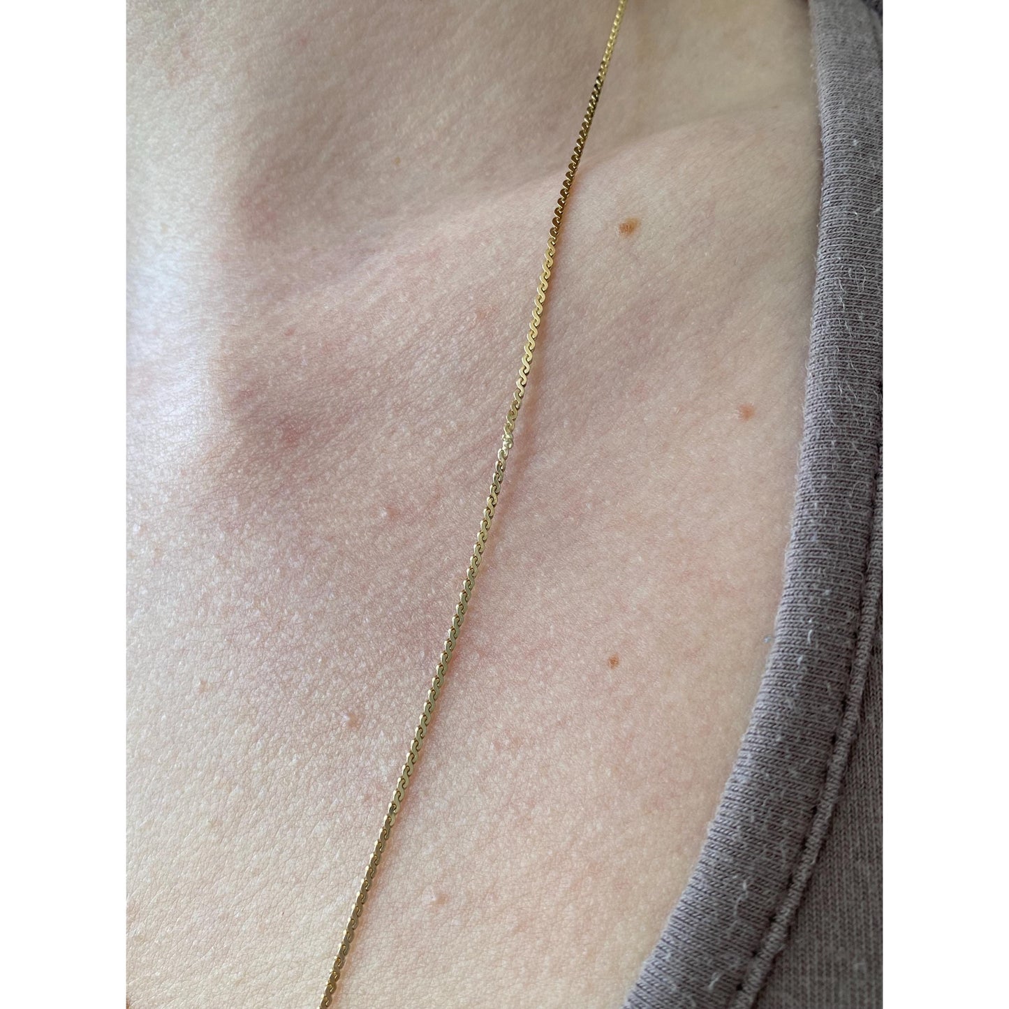 Vintage Solid 14k Yellow Gold Serpentine Chain Necklace - 24 inches